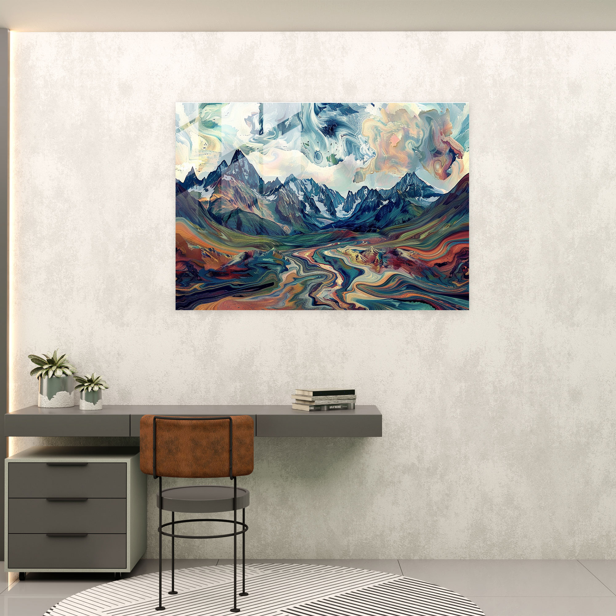 Mountain Landscape Glass Wall Art - Post-Impressionism, Glass Wall Art, Home Decoration, Glass Print