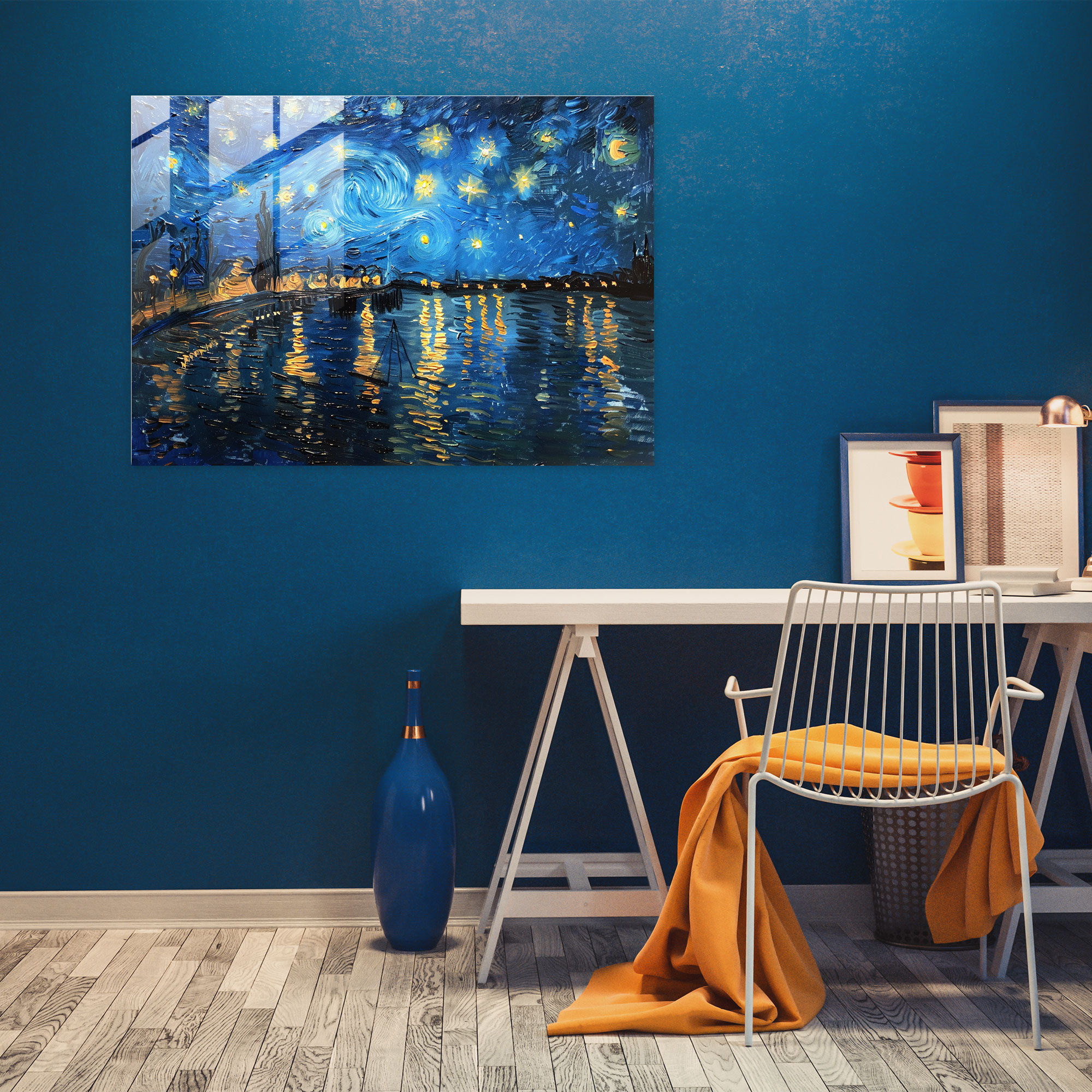 Starry Night Glass Wall Art - Post-Impressionism, Glass Art, Home Decoration, Glass Wall Art