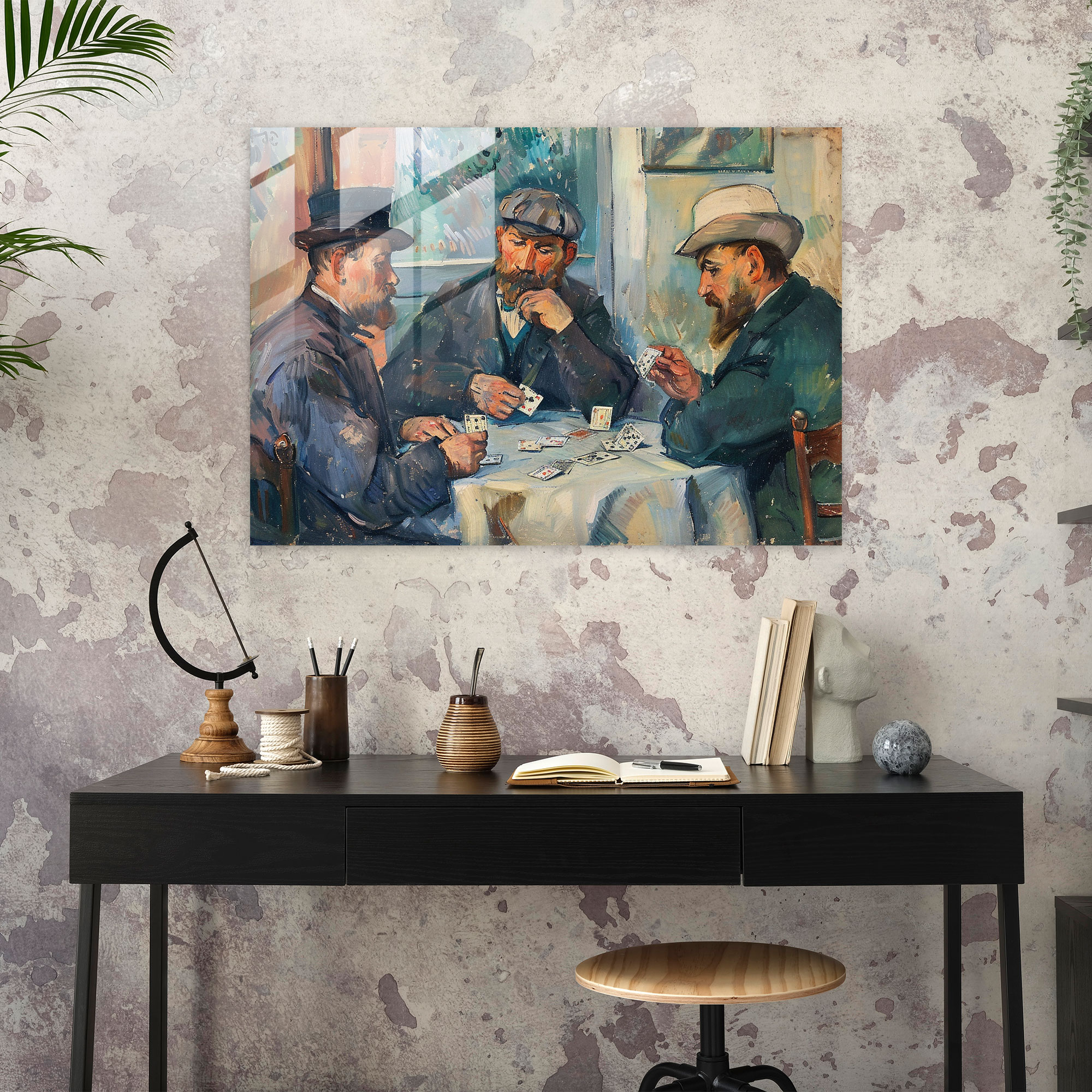 Card Players Glass Wall Art - Post-Impressionism, Post-Impressionism, Wall Decoration, Modern Art