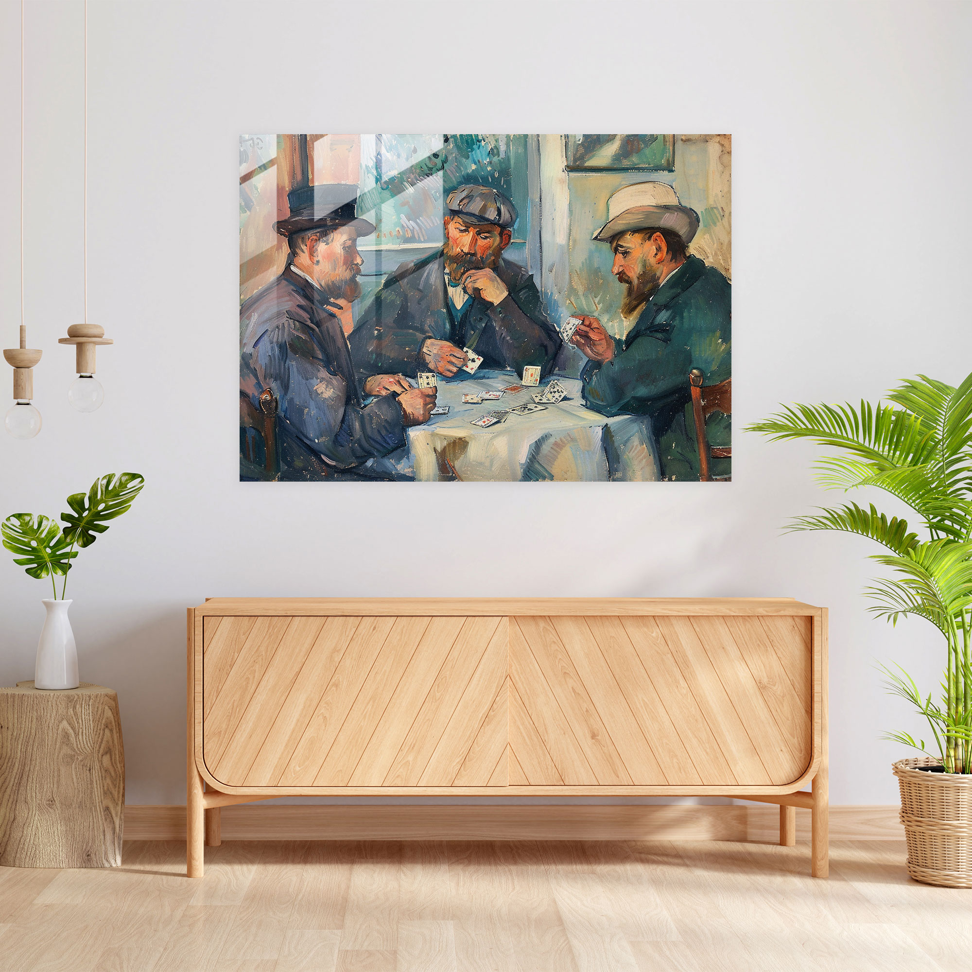 Card Players Glass Wall Art - Post-Impressionism, Post-Impressionism, Wall Decoration, Modern Art