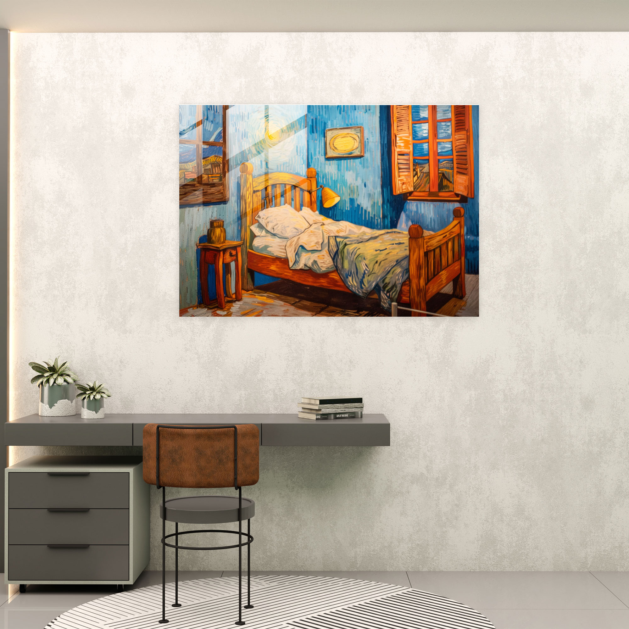 Bedroom Bliss Glass Print - Post-Impressionism, Post-Impressionism, Glass Wall Art, Glass Print