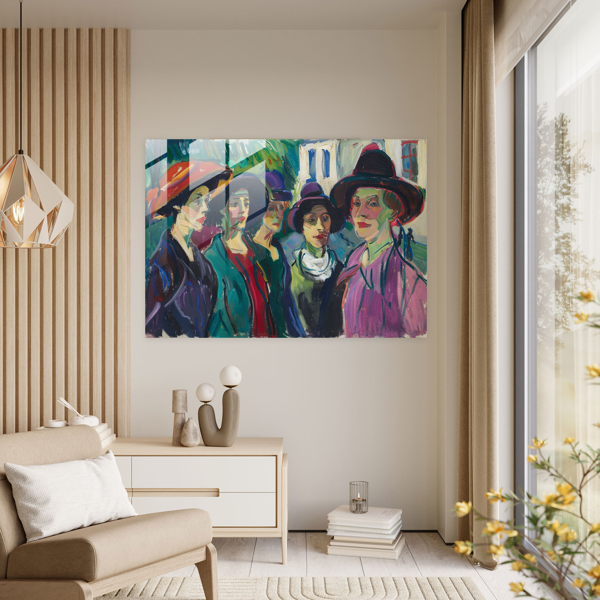 Women In The Street Glass Wall Art - Post-Impressionism, Home Decoration, Wall Decoration, Modern Art