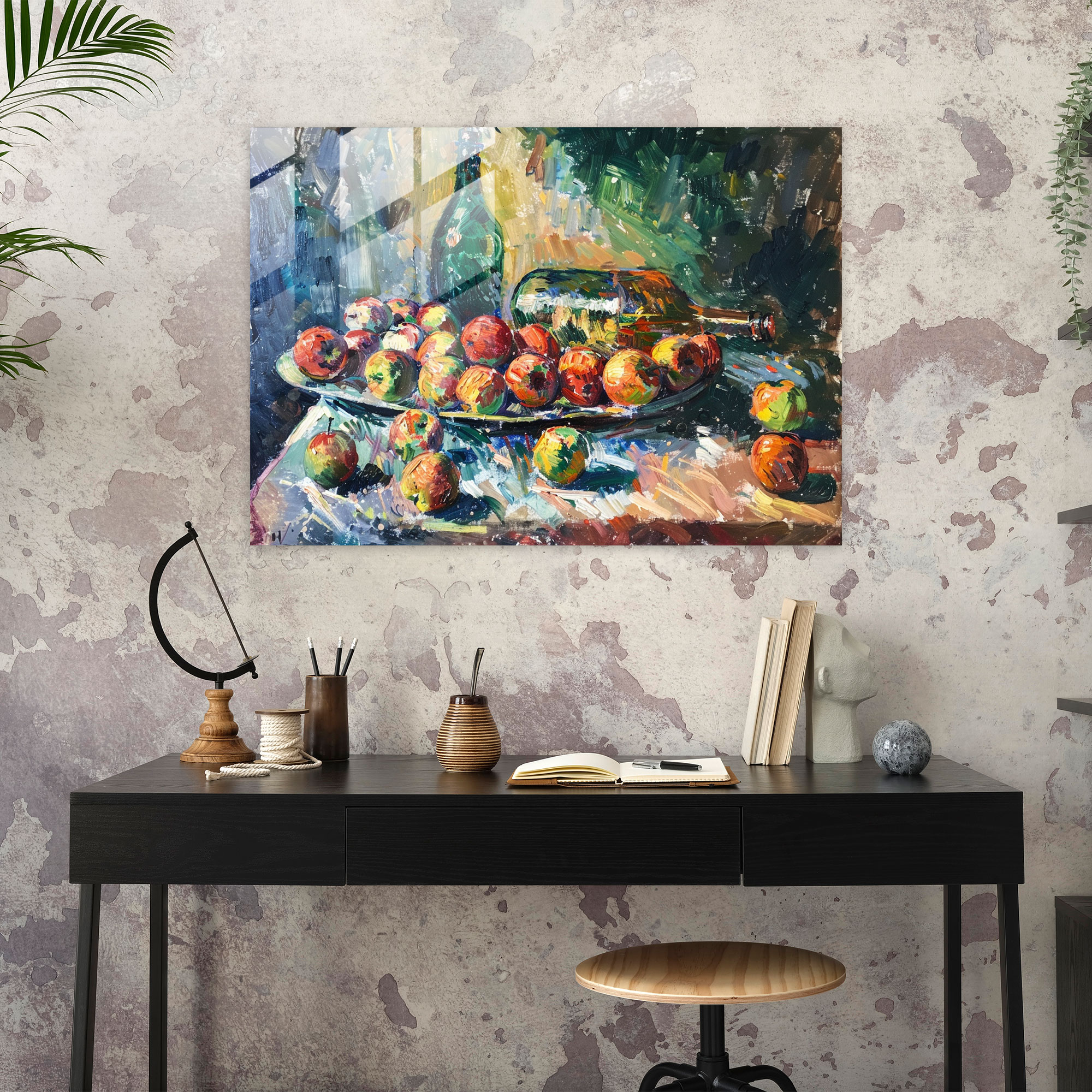 Post-Impressionism Still Life With Apples Glass Wall Art - Post-Impressionism, Glass Print, Wall Decoration, Modern Art