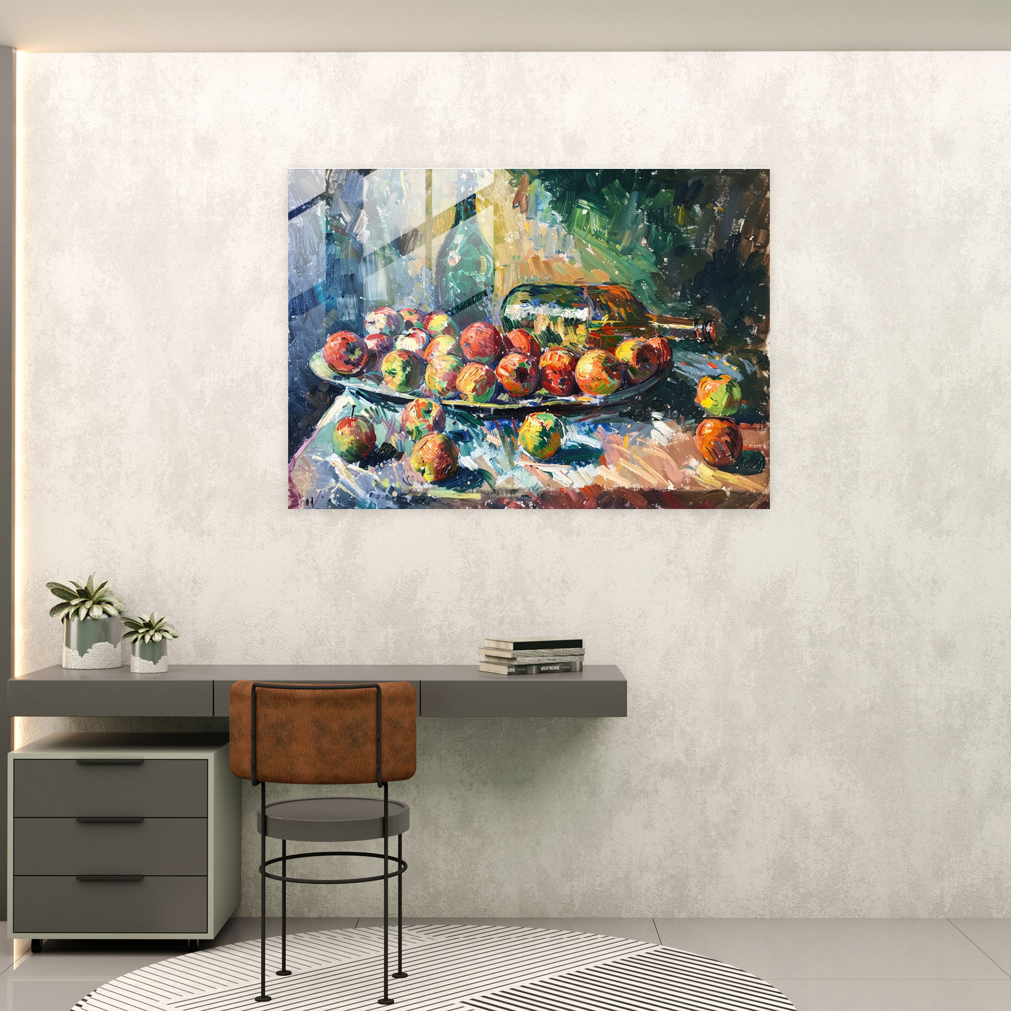 Post-Impressionism Still Life With Apples Glass Wall Art - Post-Impressionism, Glass Print, Wall Decoration, Modern Art