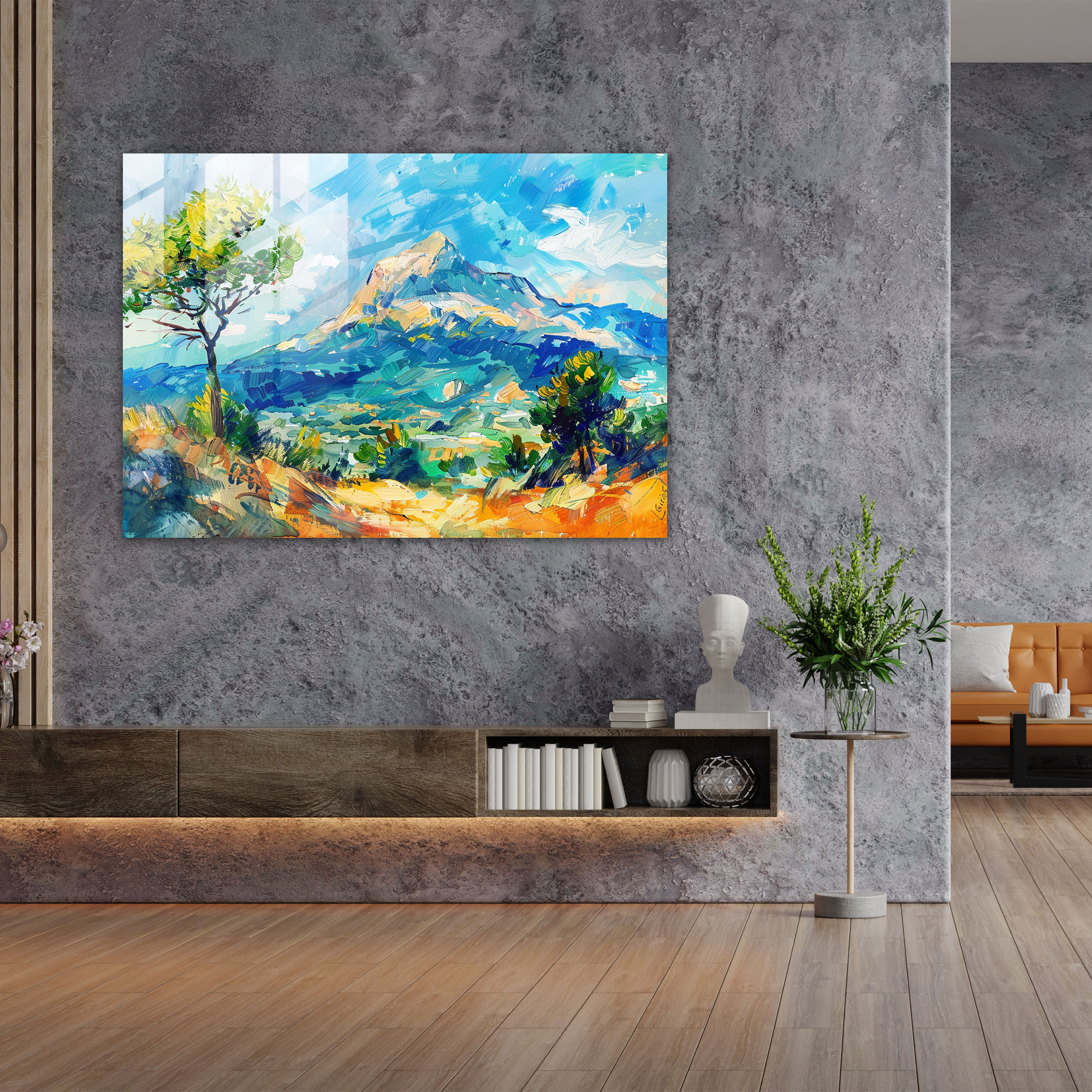Post-Impressionism Mont Sainte-Victoire Glass Wall Art - Post-Impressionism, Glass Wall Art, Home Decoration, Glass Art