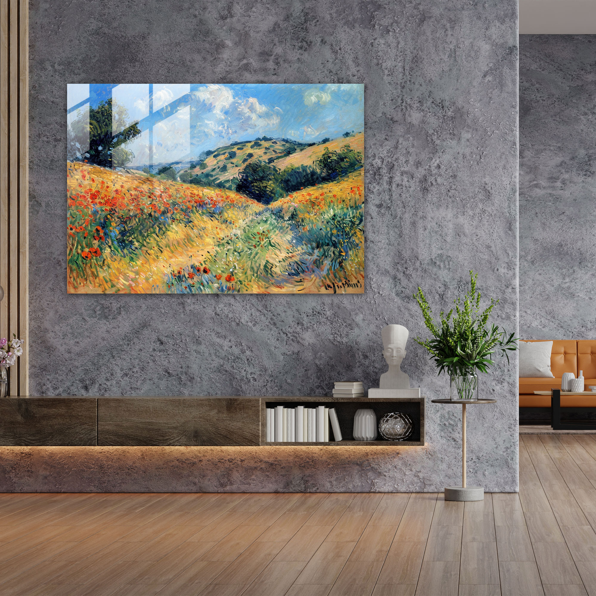 Post-Impressionism Poppy Field Glass Art - Post-Impressionism, Glass Art, Post-Impressionism, Modern Art
