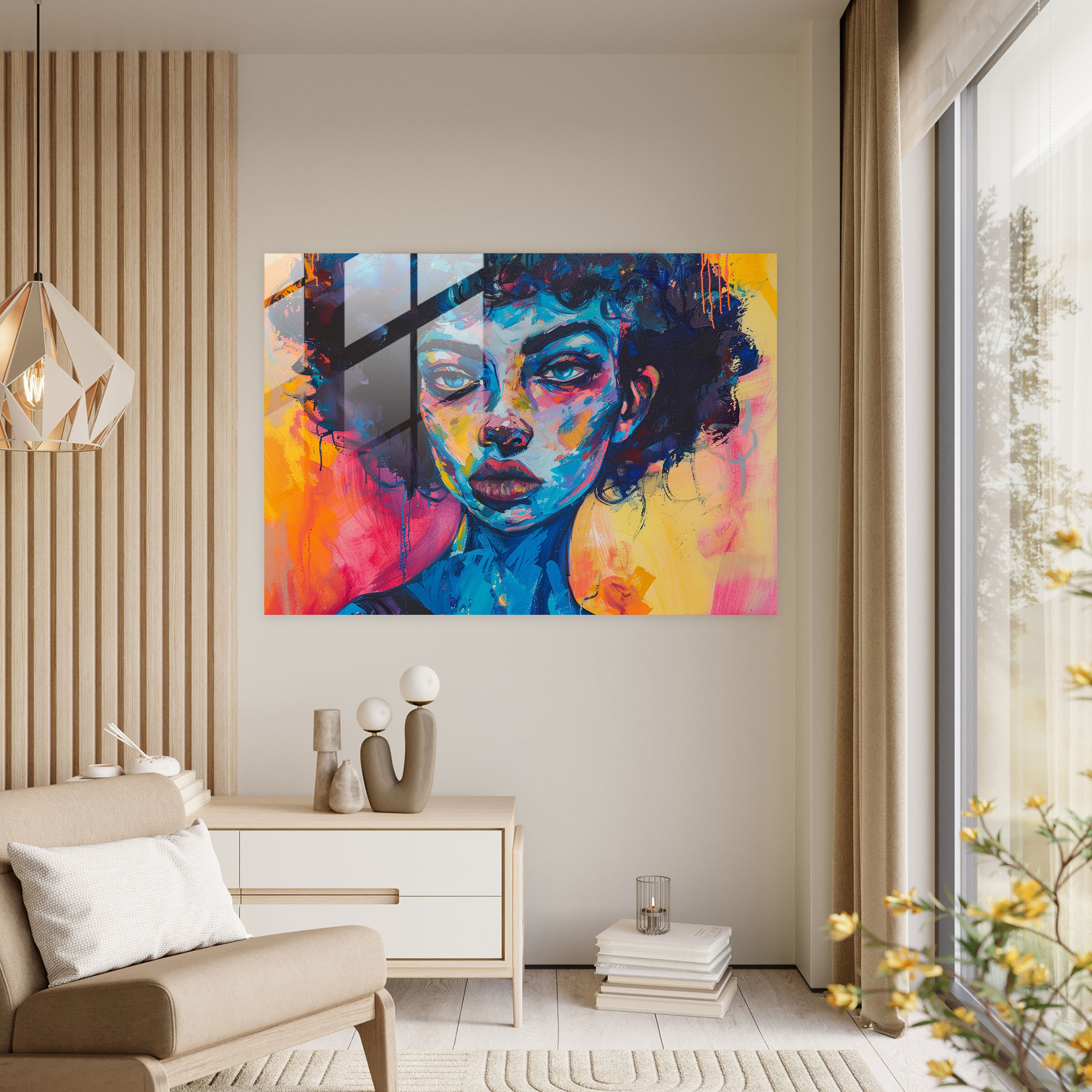 Whimsical Woman Post-Impressionism Glass Print - Post-Impressionism, Glass Print, Wall Decoration, Glass Art