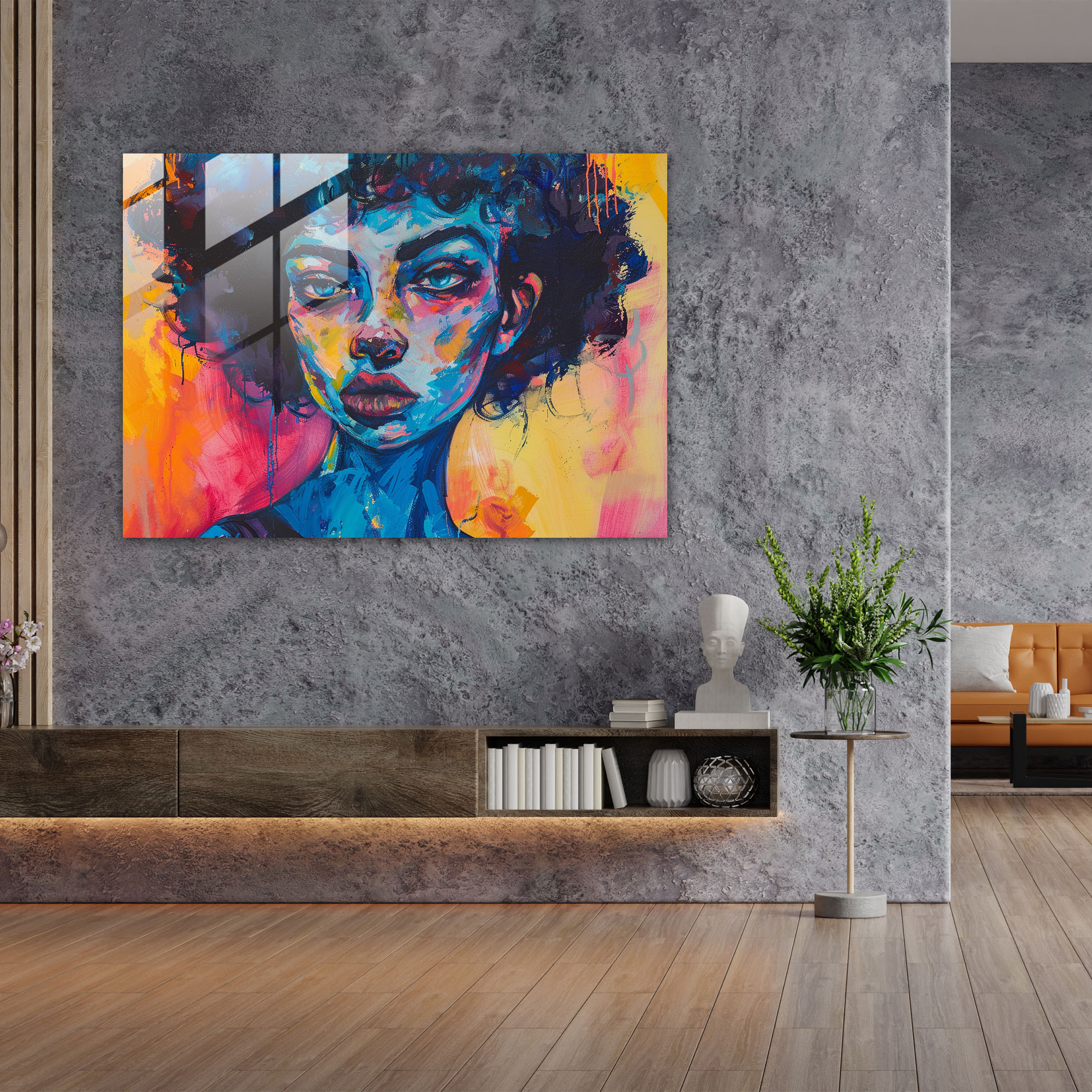 Whimsical Woman Post-Impressionism Glass Print - Post-Impressionism, Glass Print, Wall Decoration, Glass Art