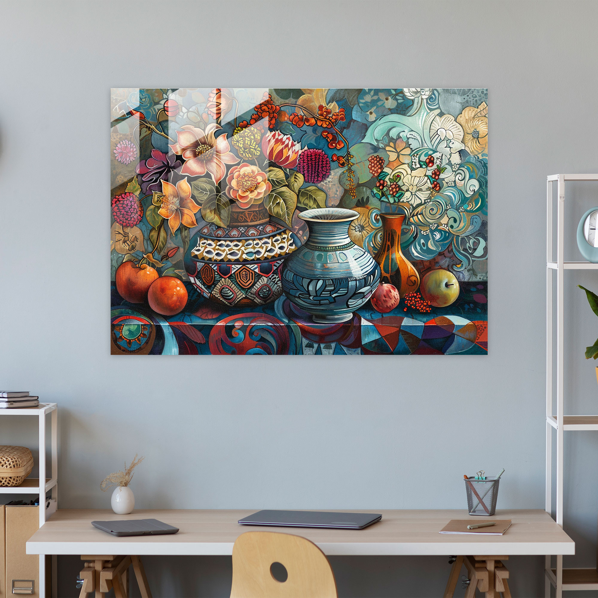 Intricate Still Life Post-Impressionism Glass Wall Art - Post-Impressionism, Modern Art, Wall Decoration, Glass Wall Art