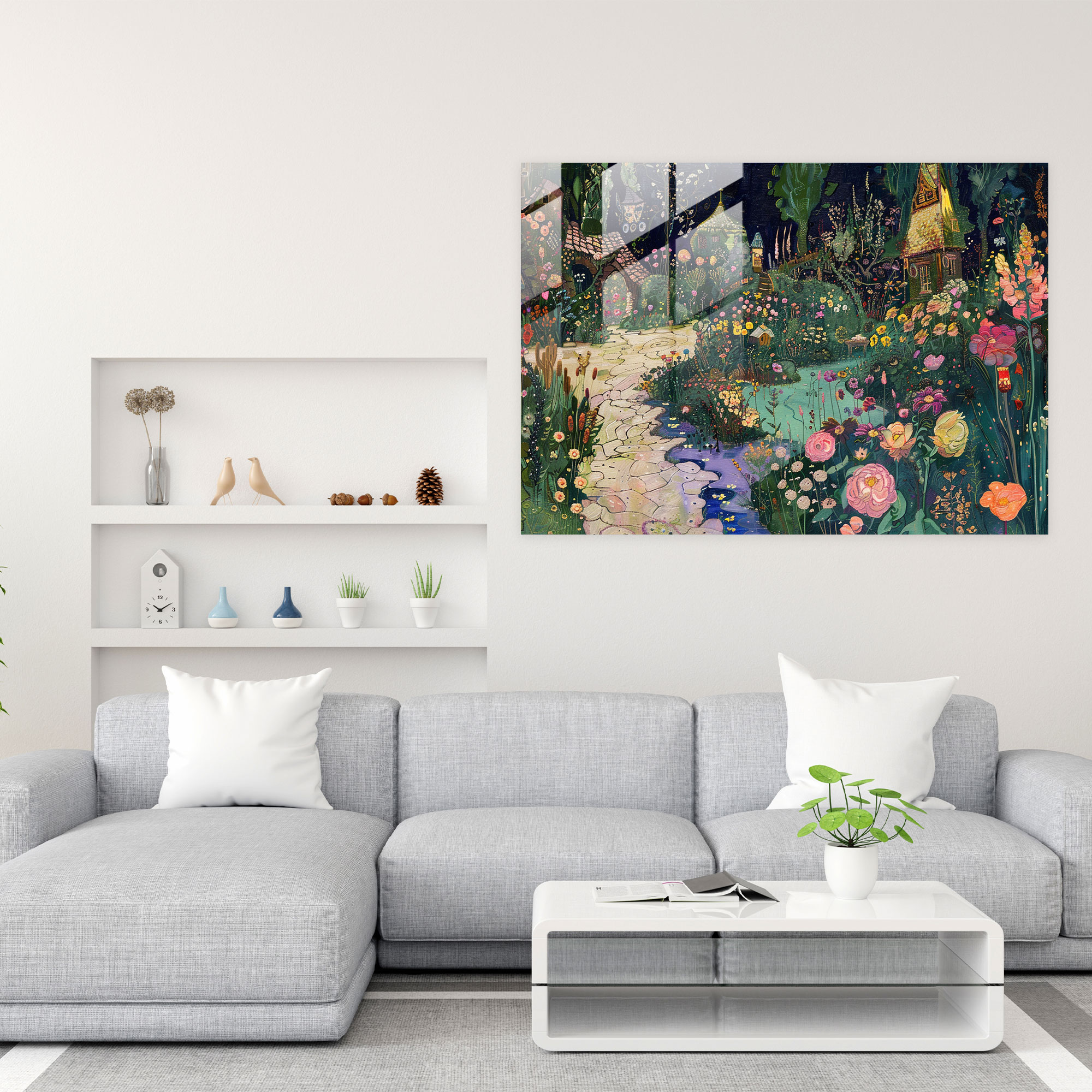 Whimsical Garden Post-Impressionism Glass Print - Post-Impressionism, Glass Print, Home Decoration, Glass Art