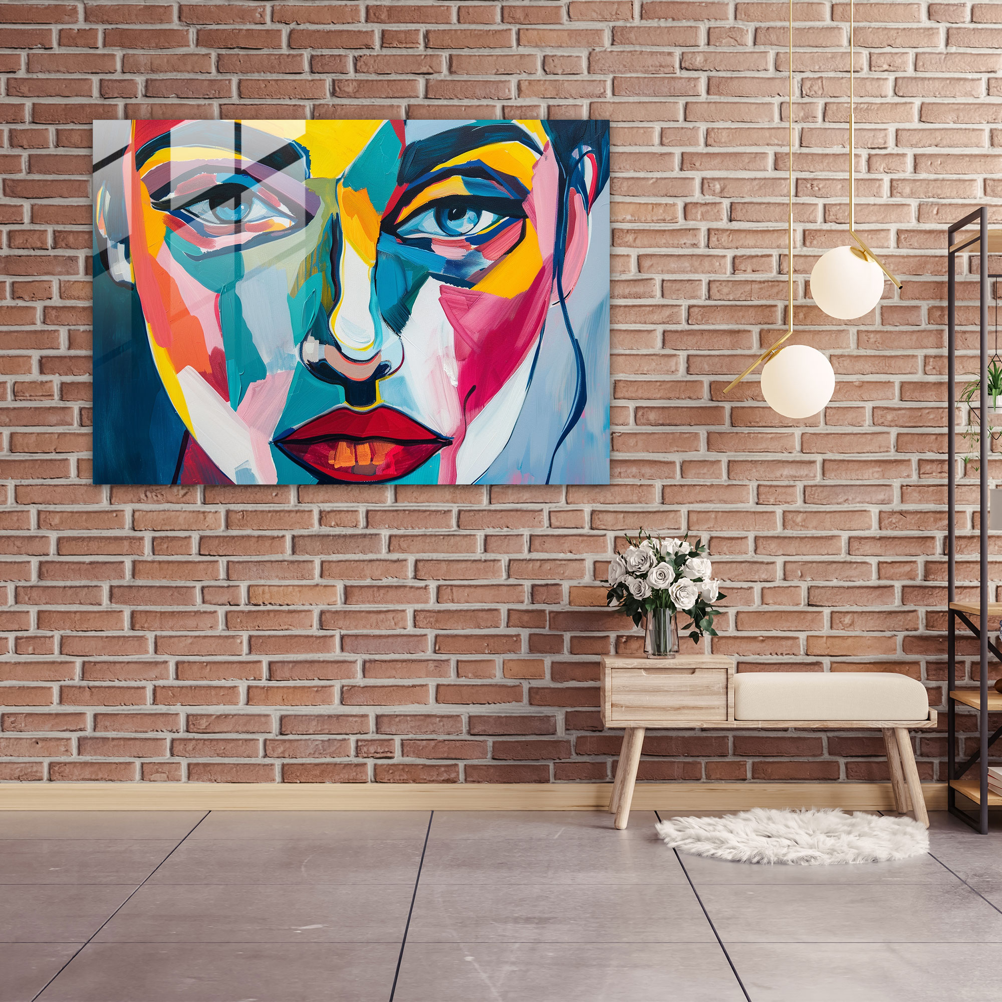 Abstract Portrait Post-Impressionism Glass Wall Art - Post-Impressionism, Modern Art, Post-Impressionism, Glass Wall Art