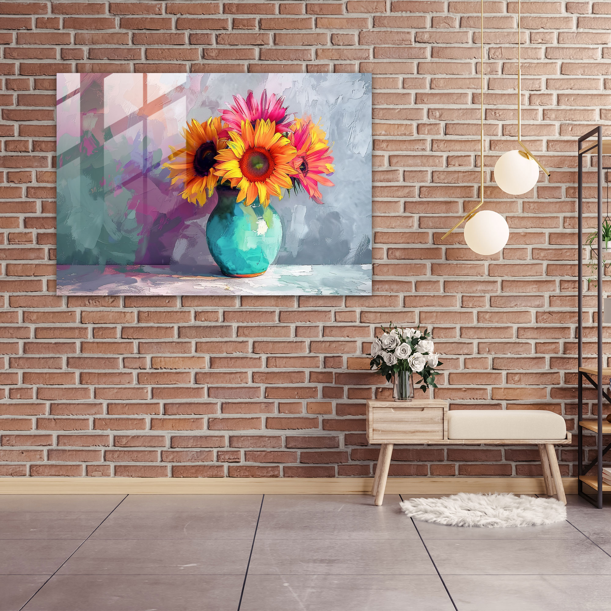 Sunflowers Glass Print - Post-Impressionism, Modern Art, Wall Decoration, Glass Art
