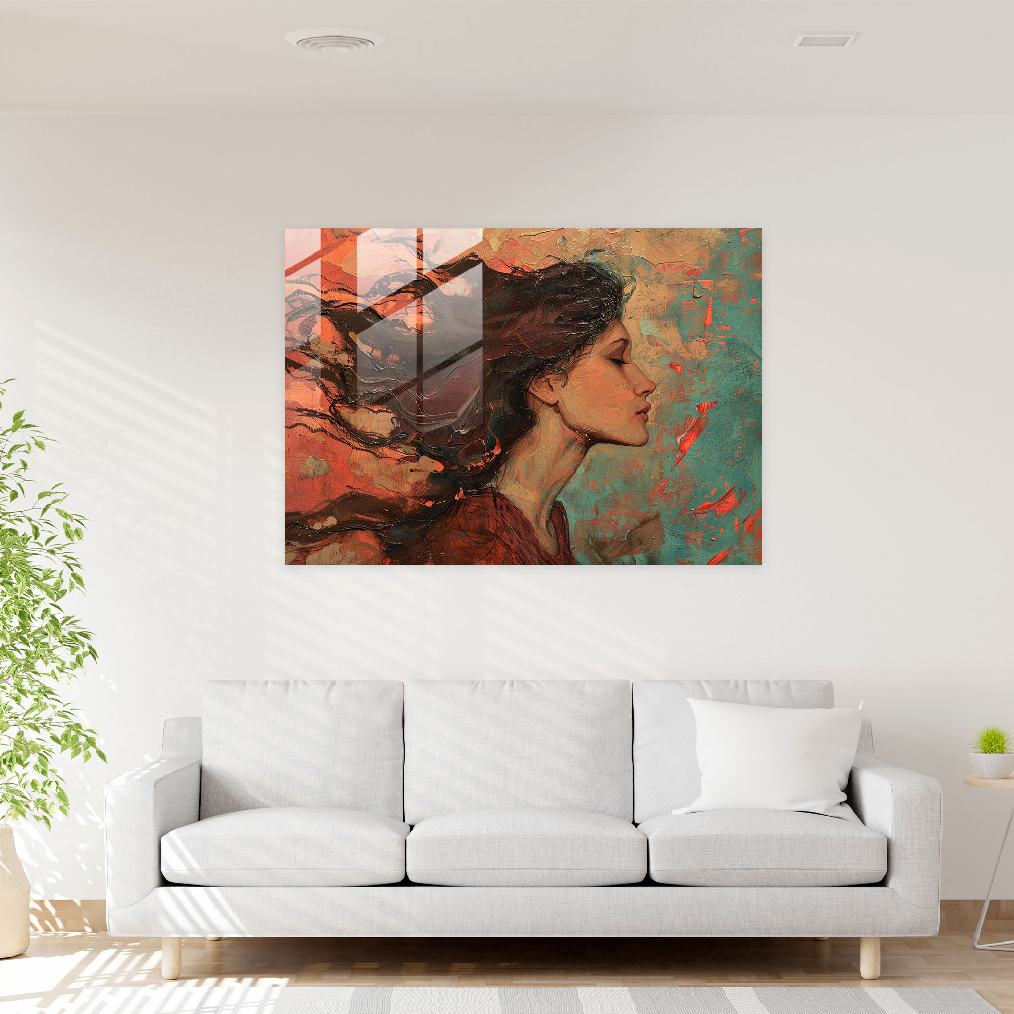 Flowing Hair Glass Print - Post-Impressionism, Home Decoration, Wall Decoration, Glass Print