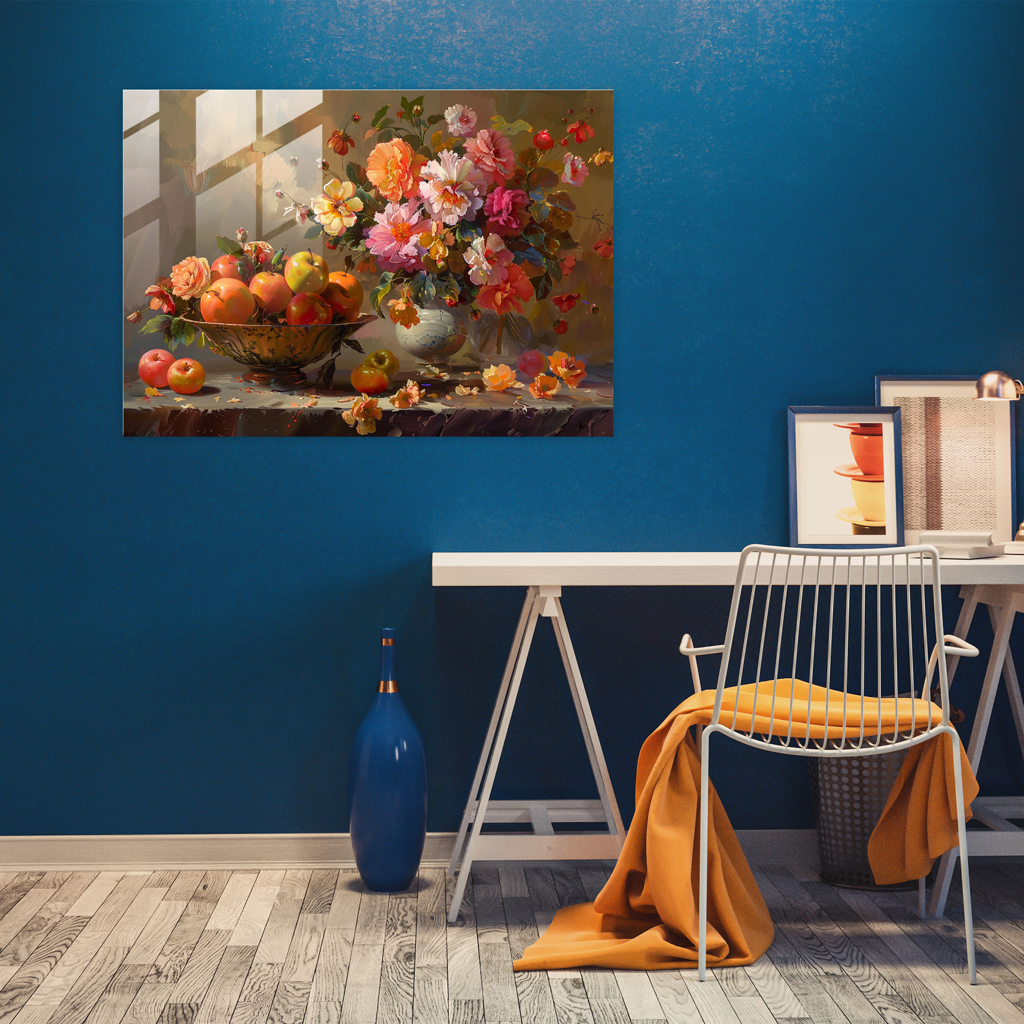 Fruit And Flowers Glass Print - Post-Impressionism, Post-Impressionism, Glass Print, Home Decoration
