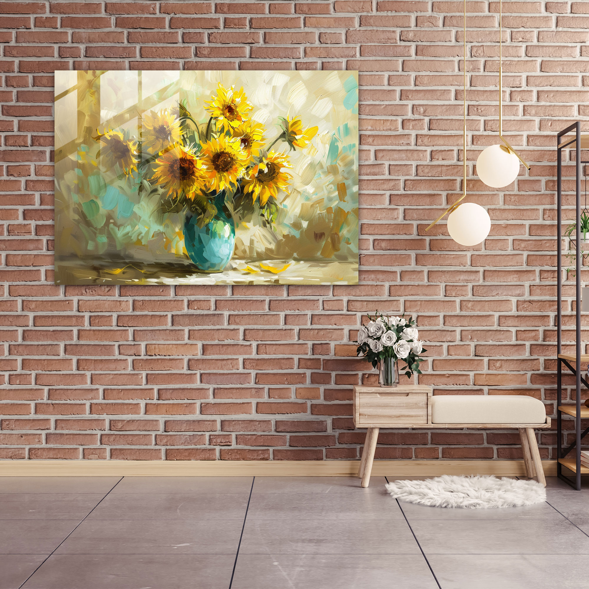 Post-Impressionism Sunflowers Glass Print - Post-Impressionism, Home Decoration, Post-Impressionism, Glass Wall Art