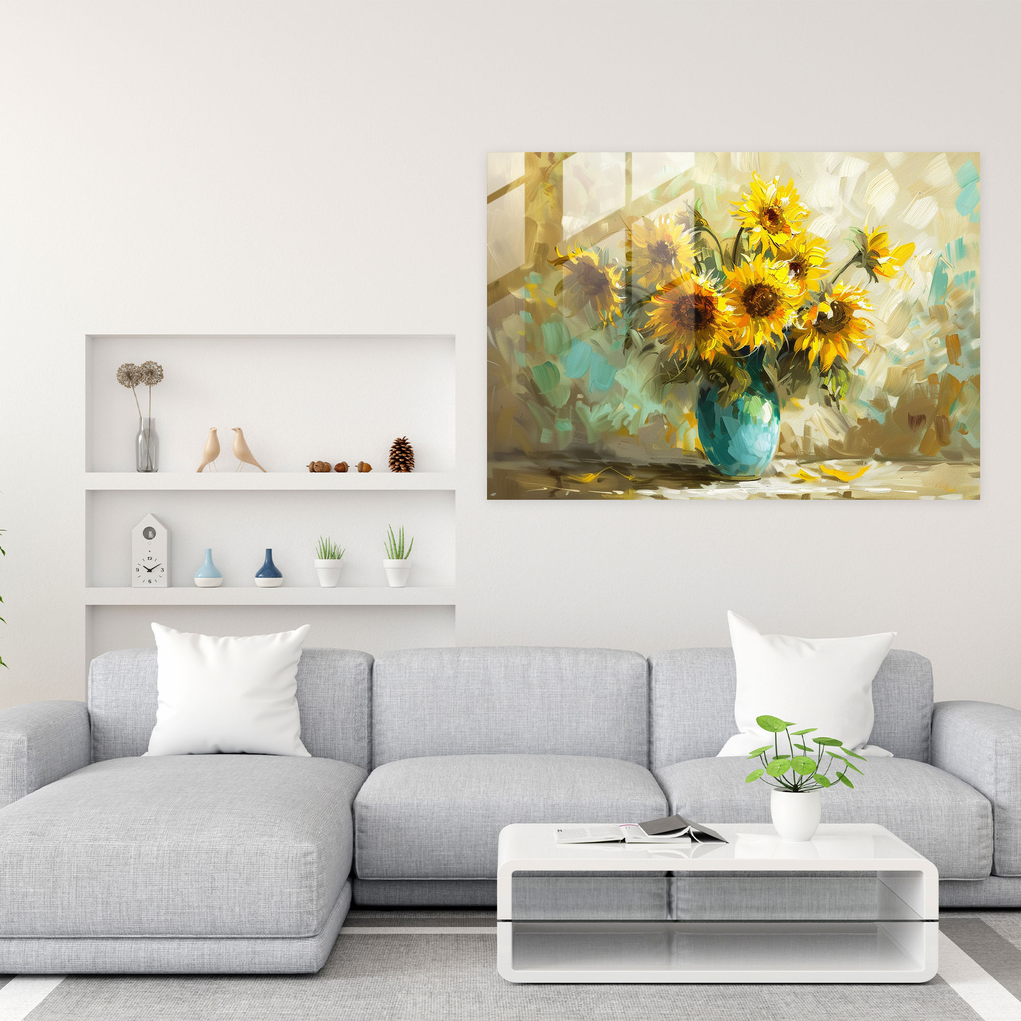 Post-Impressionism Sunflowers Glass Print - Post-Impressionism, Home Decoration, Post-Impressionism, Glass Wall Art