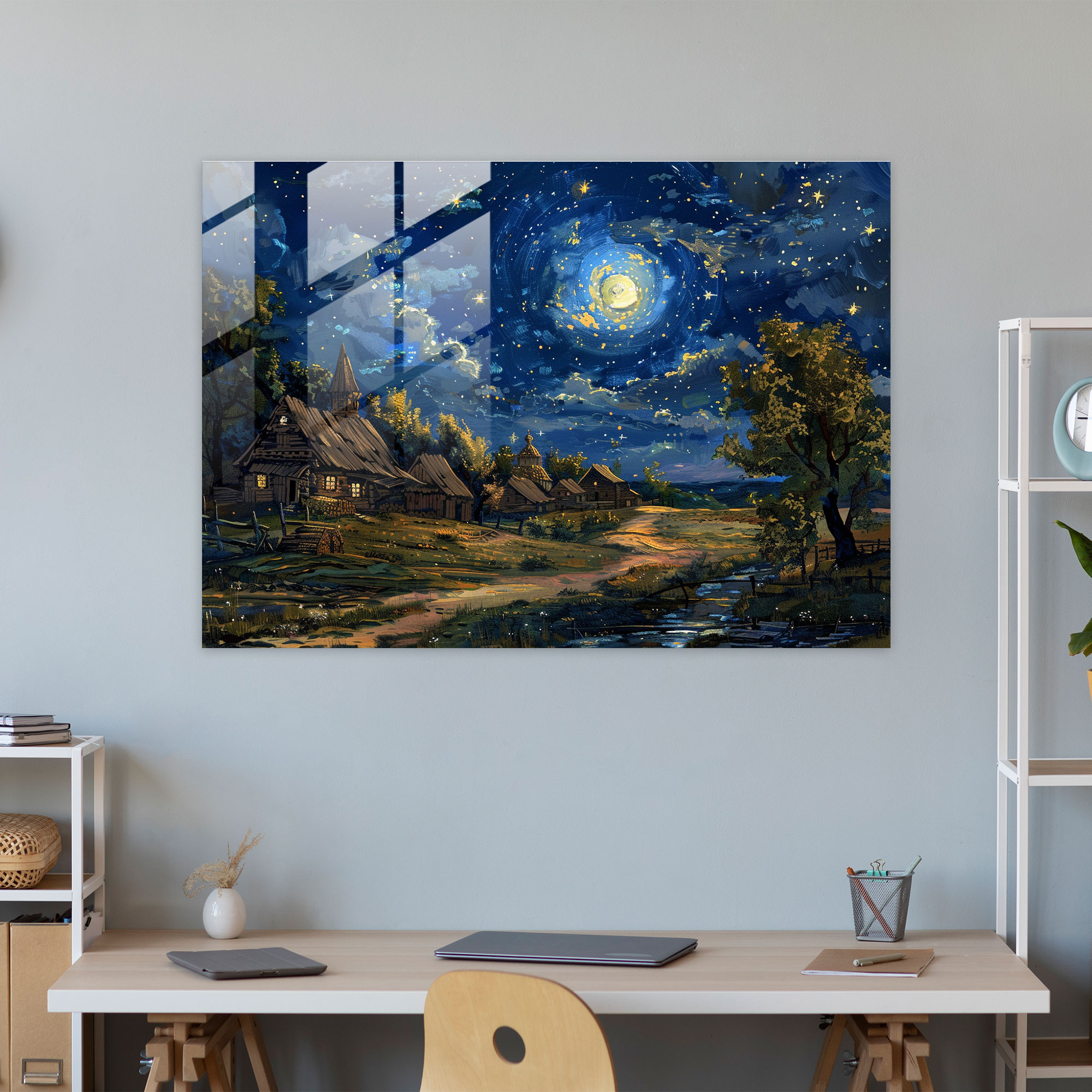 Post-Impressionism Starry Night Glass Wall Art - Post-Impressionism, Glass Art, Modern Art, Home Decoration