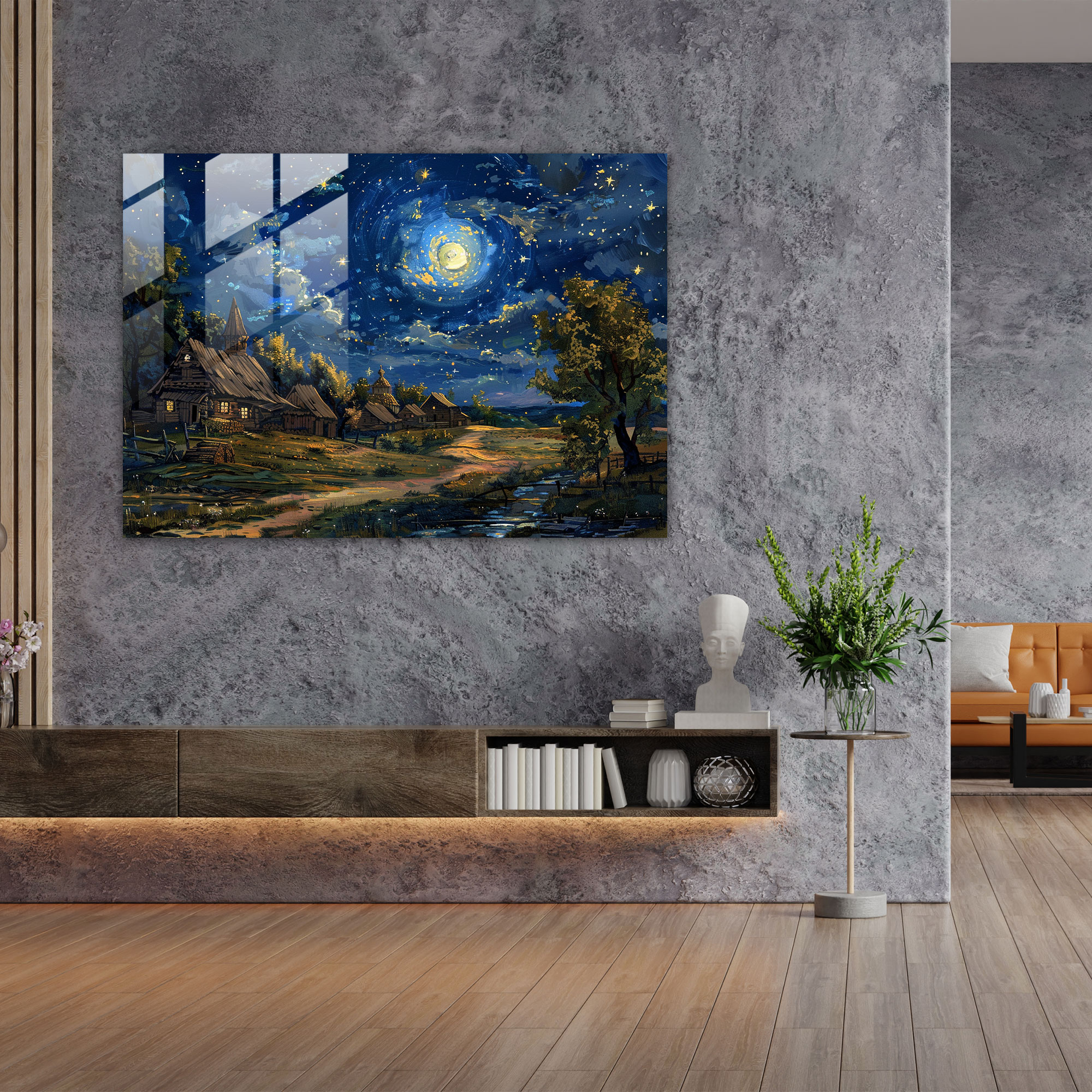 Post-Impressionism Starry Night Glass Wall Art - Post-Impressionism, Glass Art, Modern Art, Home Decoration