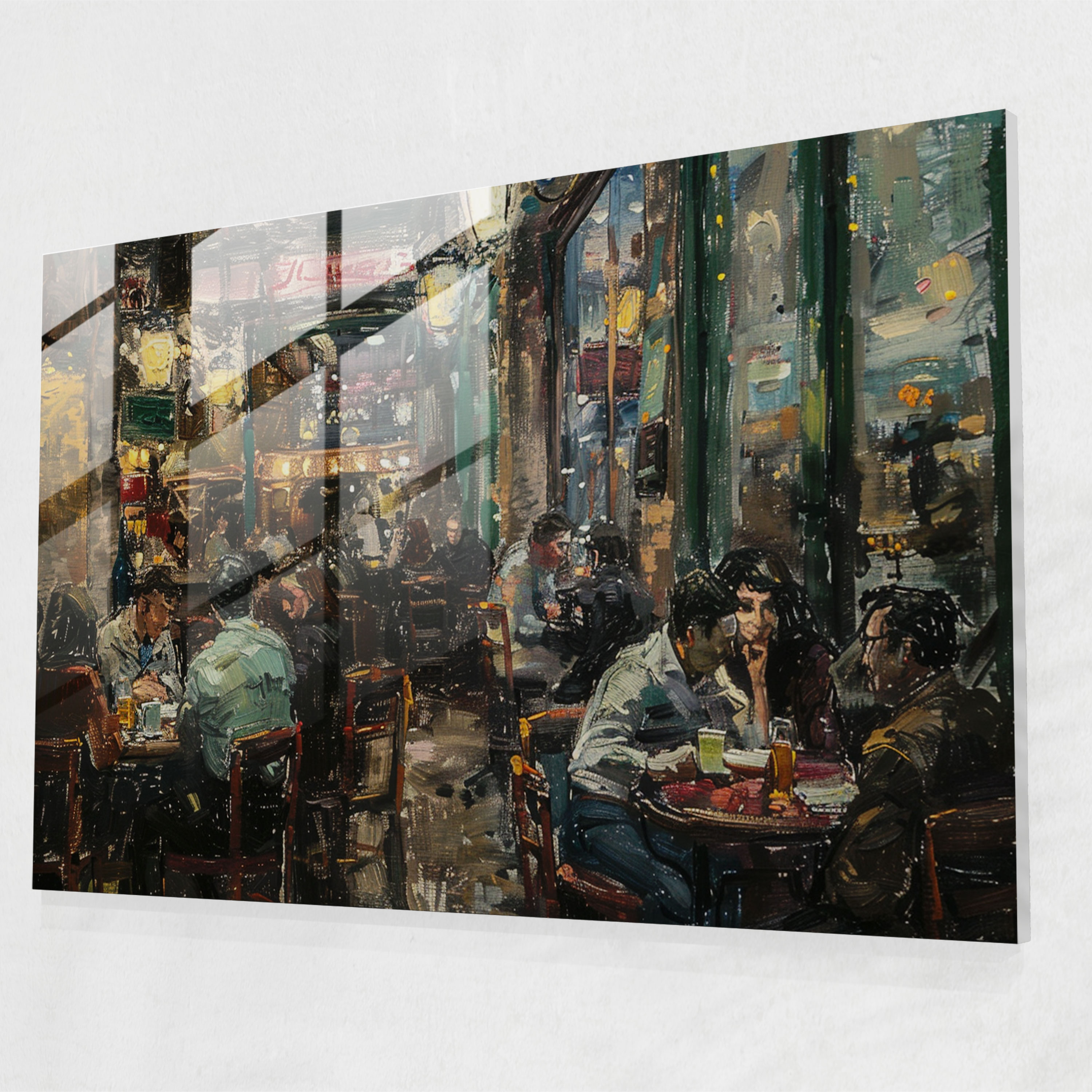 Post-Impressionism Cafe Scene Glass Print - Post-Impressionism, Post-Impressionism, Glass Print, Modern Art