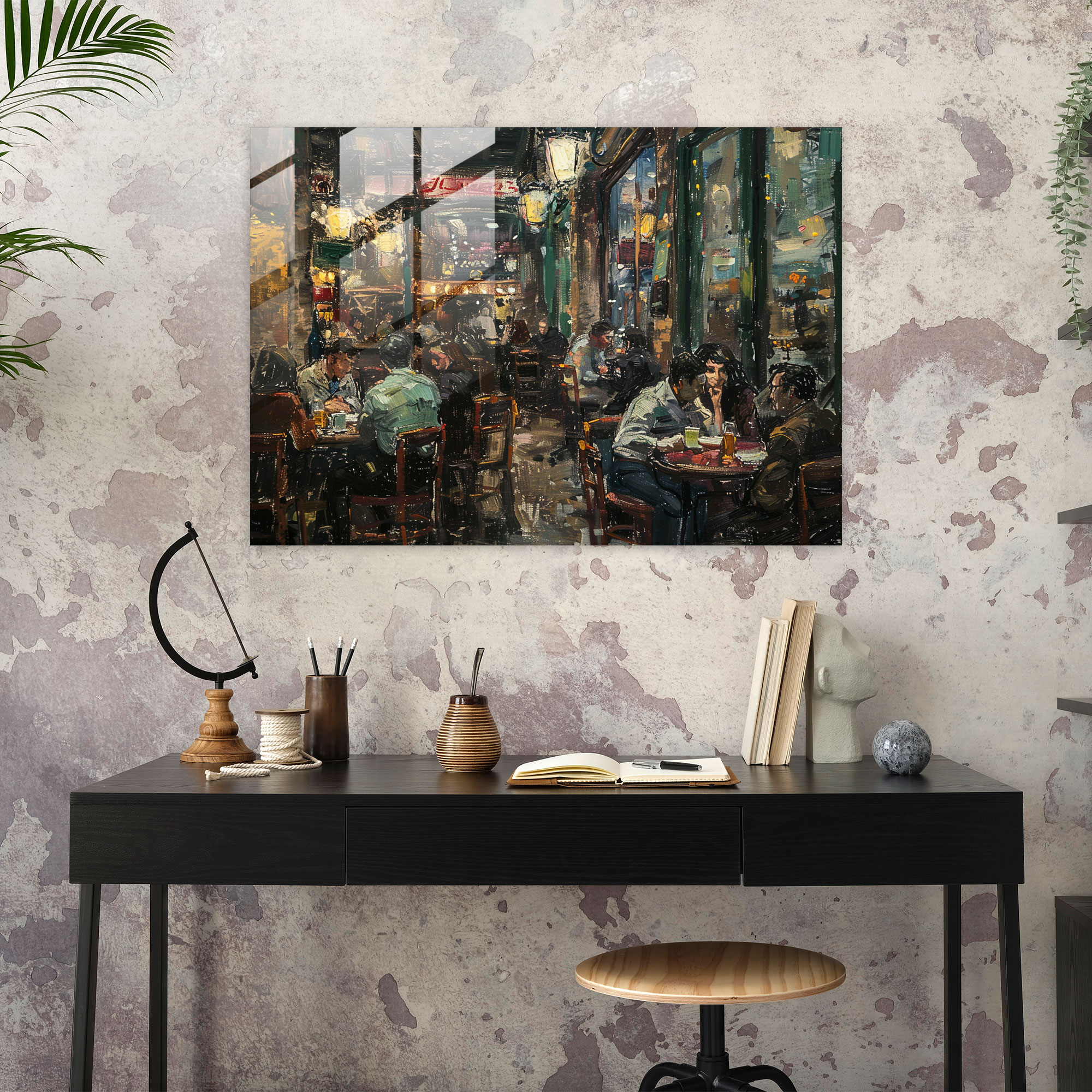 Post-Impressionism Cafe Scene Glass Print - Post-Impressionism, Post-Impressionism, Glass Print, Modern Art