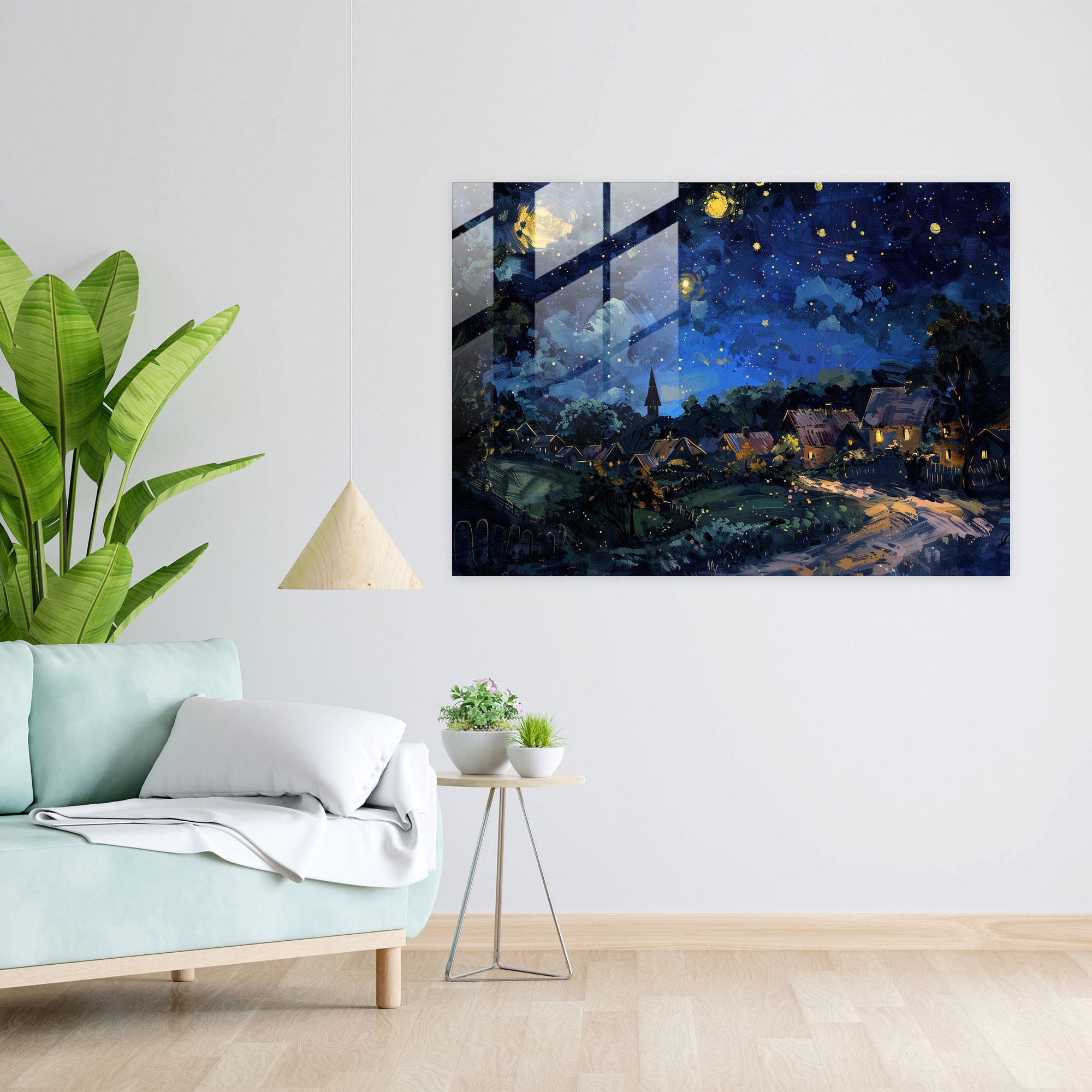 Post-Impressionism Starry Night Glass Wall Art - Post-Impressionism, Glass Art, Modern Art, Glass Wall Art