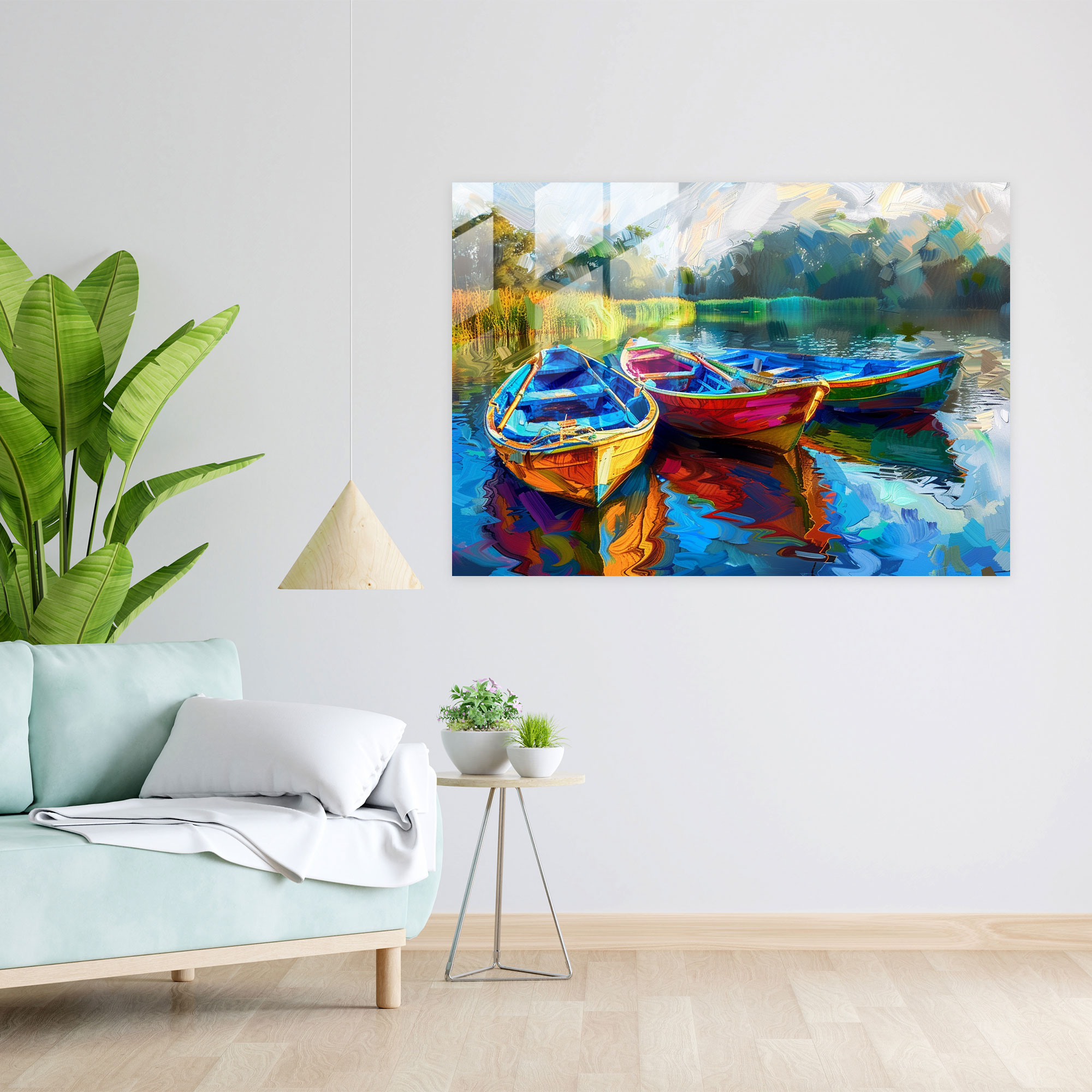 Post-Impressionism Boats Glass Wall Art - Post-Impressionism, Home Decoration, Modern Art, Glass Wall Art