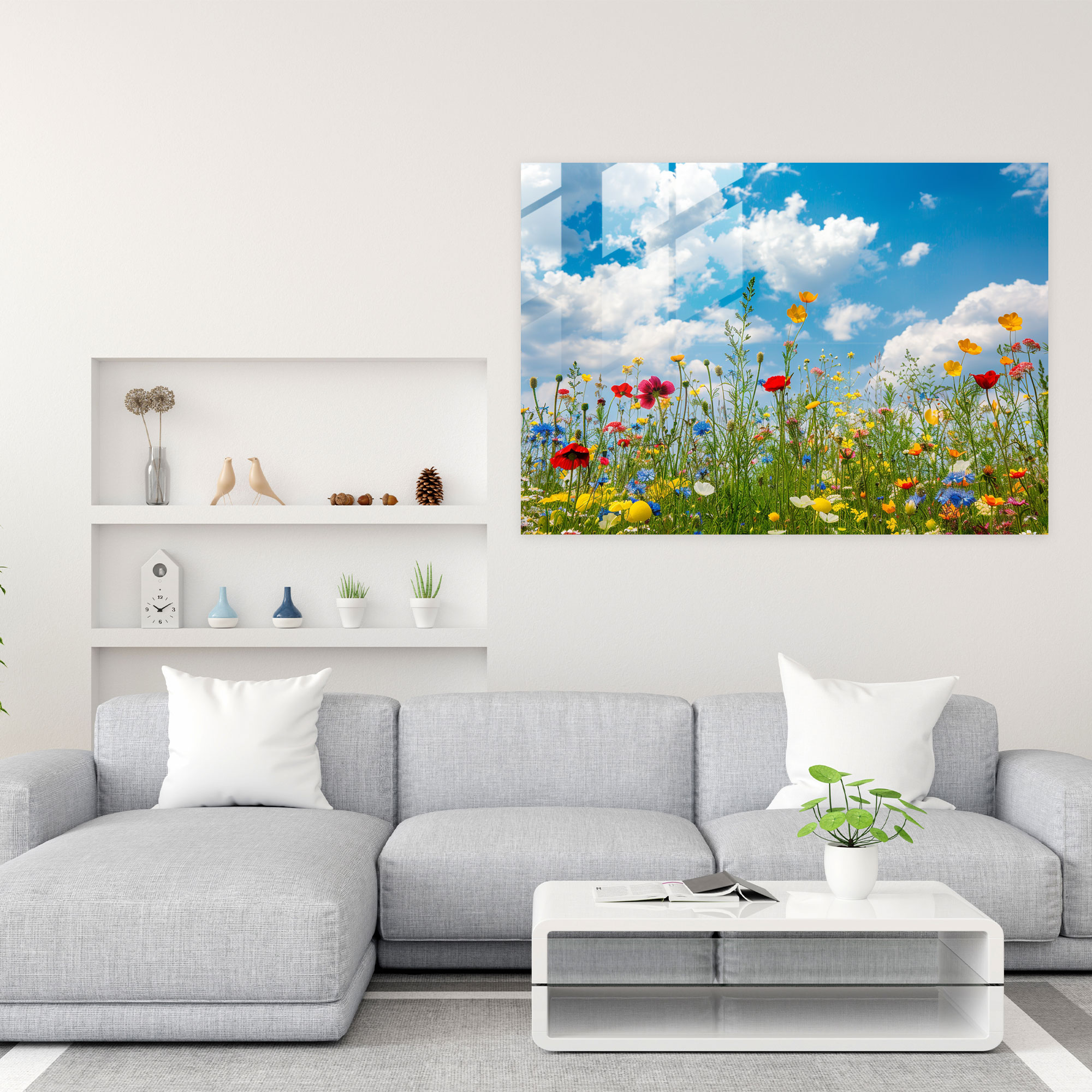 Post-Impressionism Flower Field Glass Wall Art - Post-Impressionism, Home Decoration, Wall Decoration, Glass Wall Art