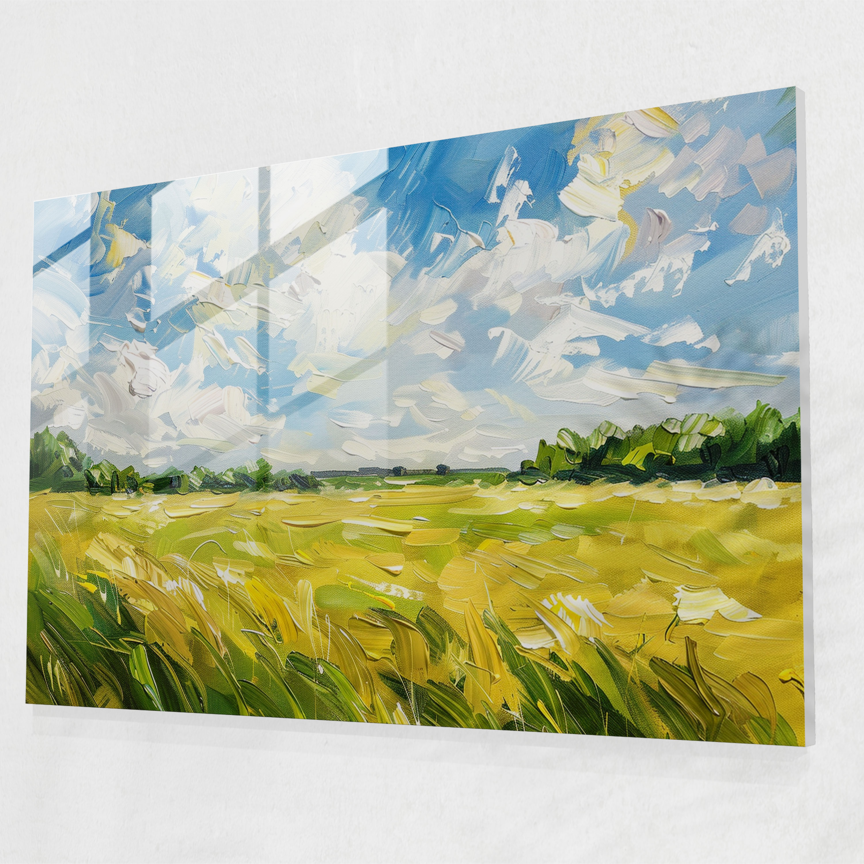 Sunlit Field Glass Wall Art - Post-Impressionism, Glass Art, Modern Art, Wall Decoration