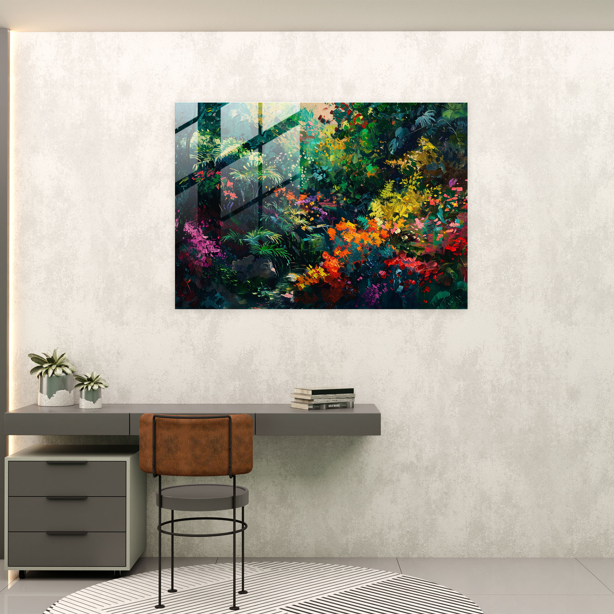 Lush Garden Glass Wall Art - Post-Impressionism, Glass Art, Glass Wall Art, Modern Art