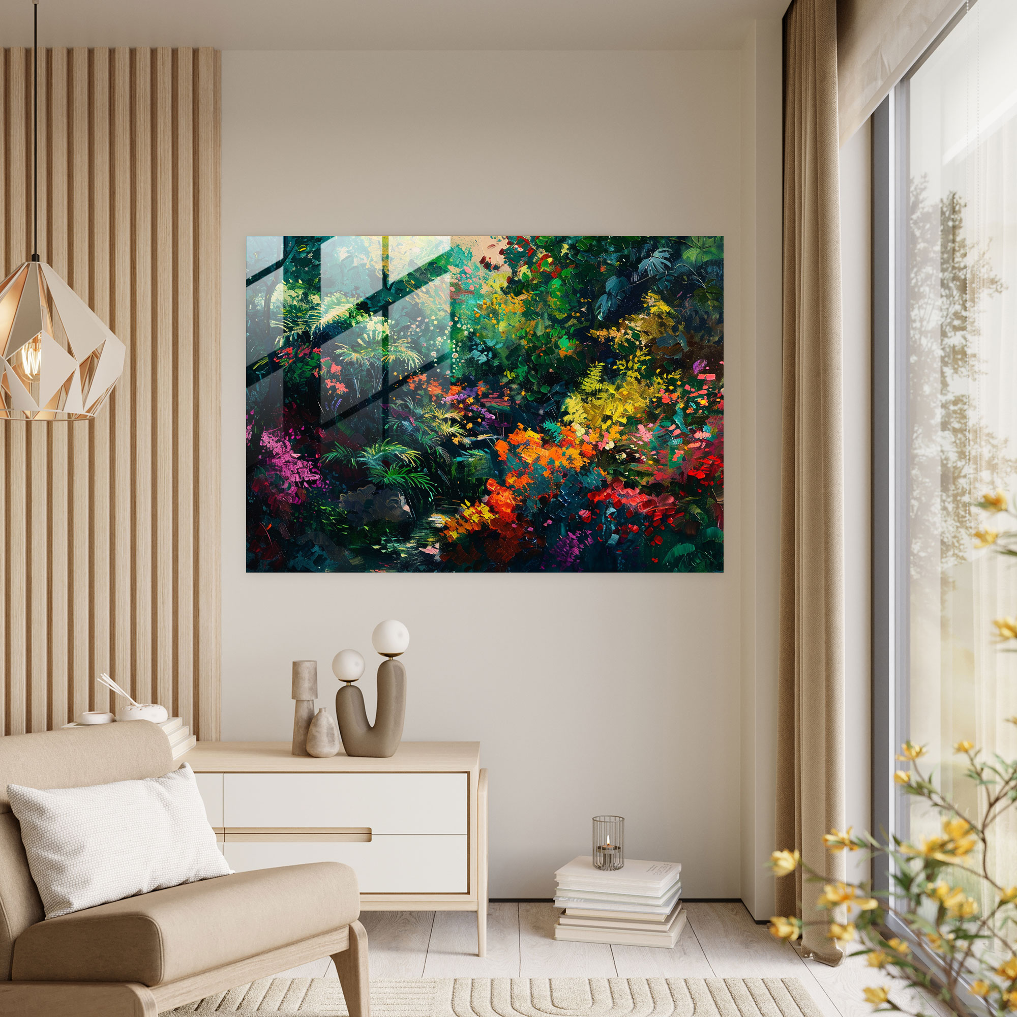 Lush Garden Glass Wall Art - Post-Impressionism, Glass Art, Glass Wall Art, Modern Art