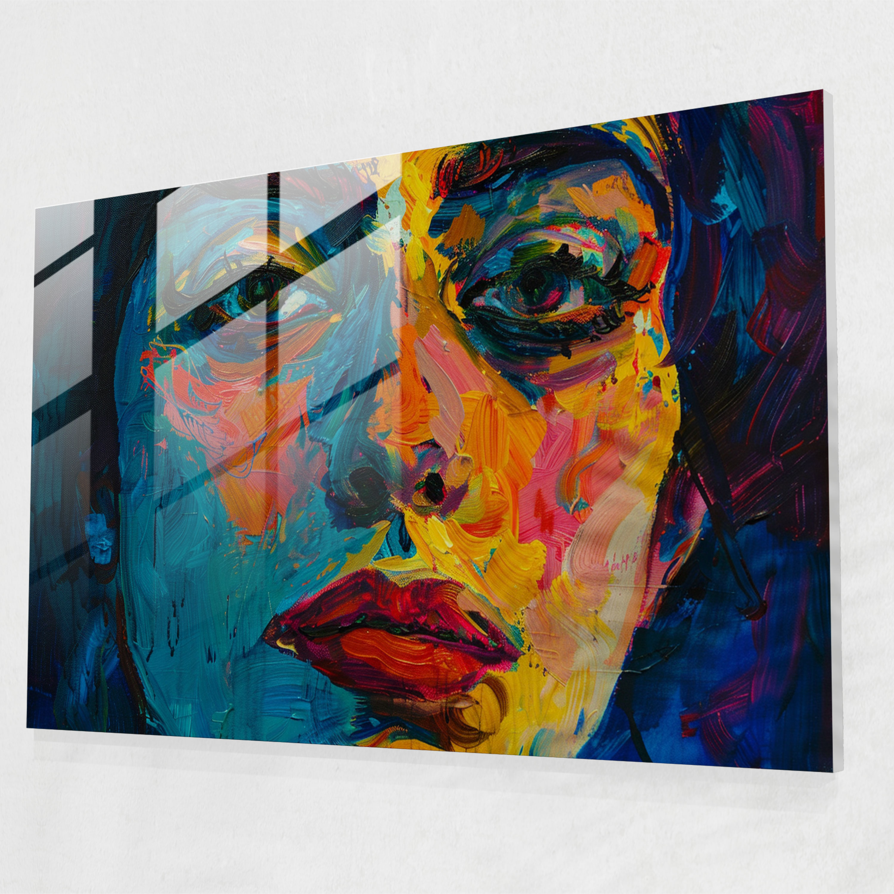 Portrait Expression Glass Wall Art - Post-Impressionism, Glass Wall Art, Home Decoration, Glass Art
