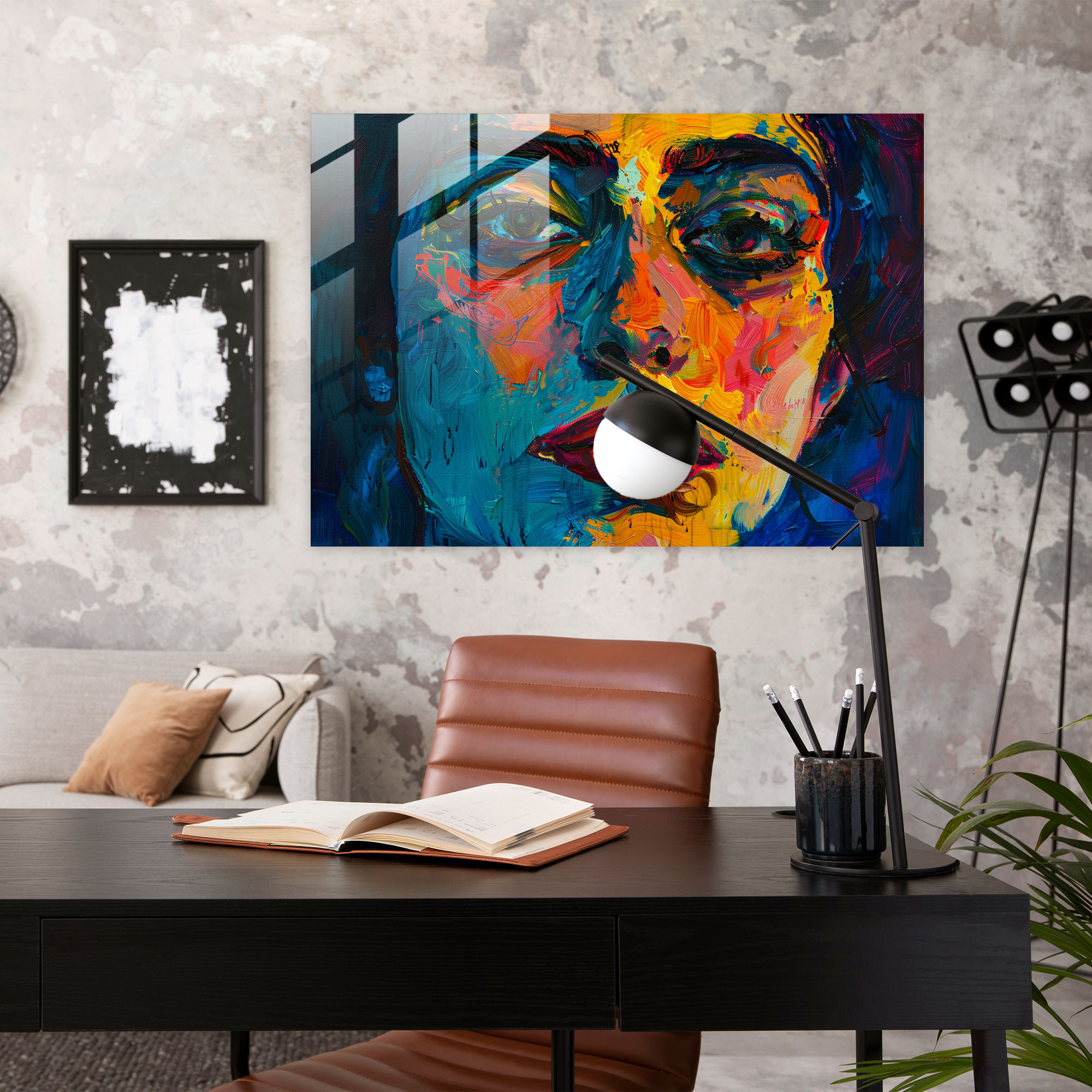 Portrait Expression Glass Wall Art - Post-Impressionism, Glass Wall Art, Home Decoration, Glass Art