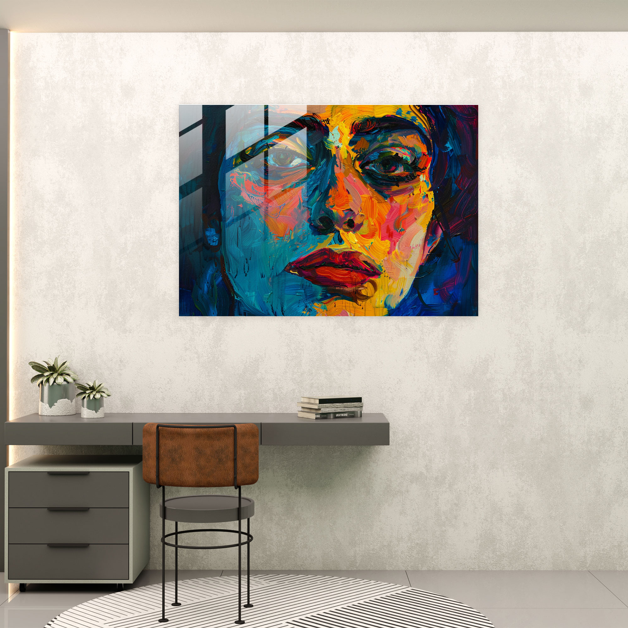 Portrait Expression Glass Wall Art - Post-Impressionism, Glass Wall Art, Home Decoration, Glass Art