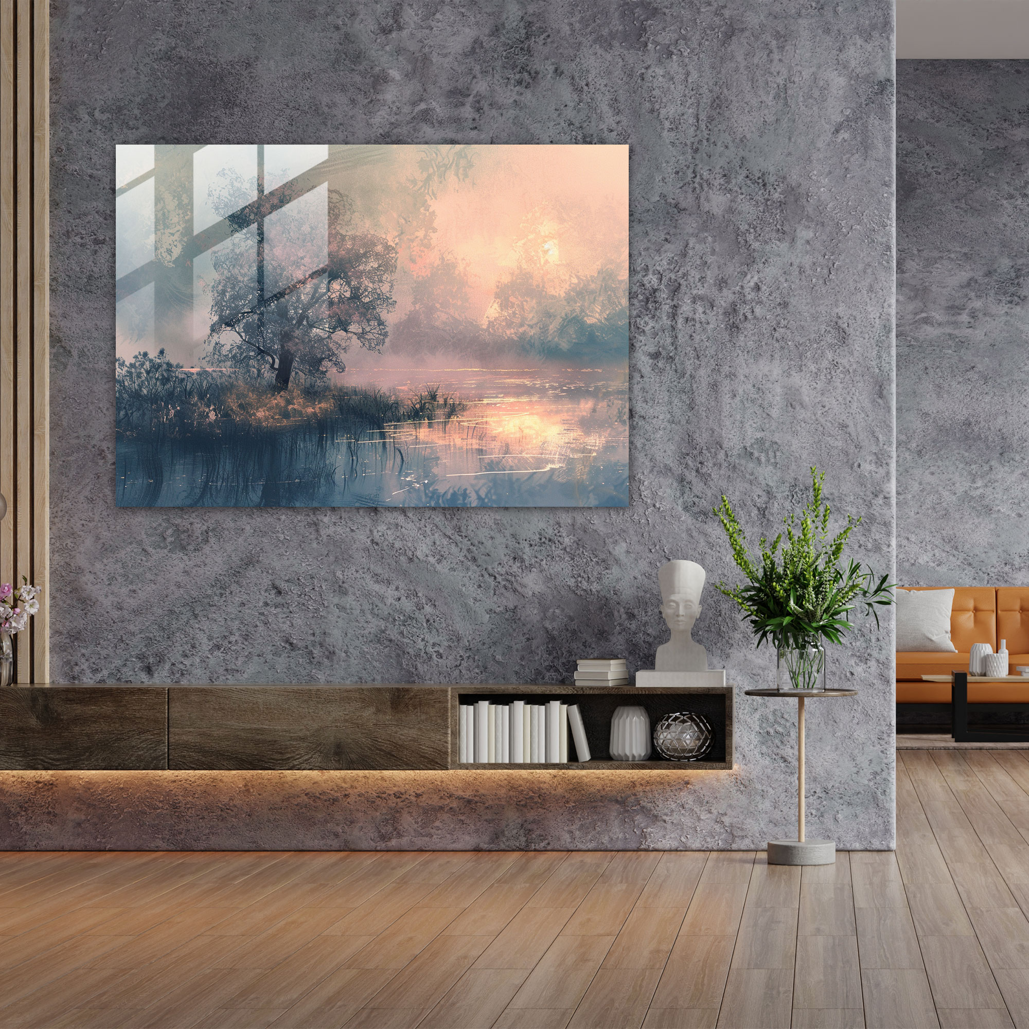 Dreamscape Glass Print - Post-Impressionism, Wall Decoration, Modern Art, Glass Wall Art