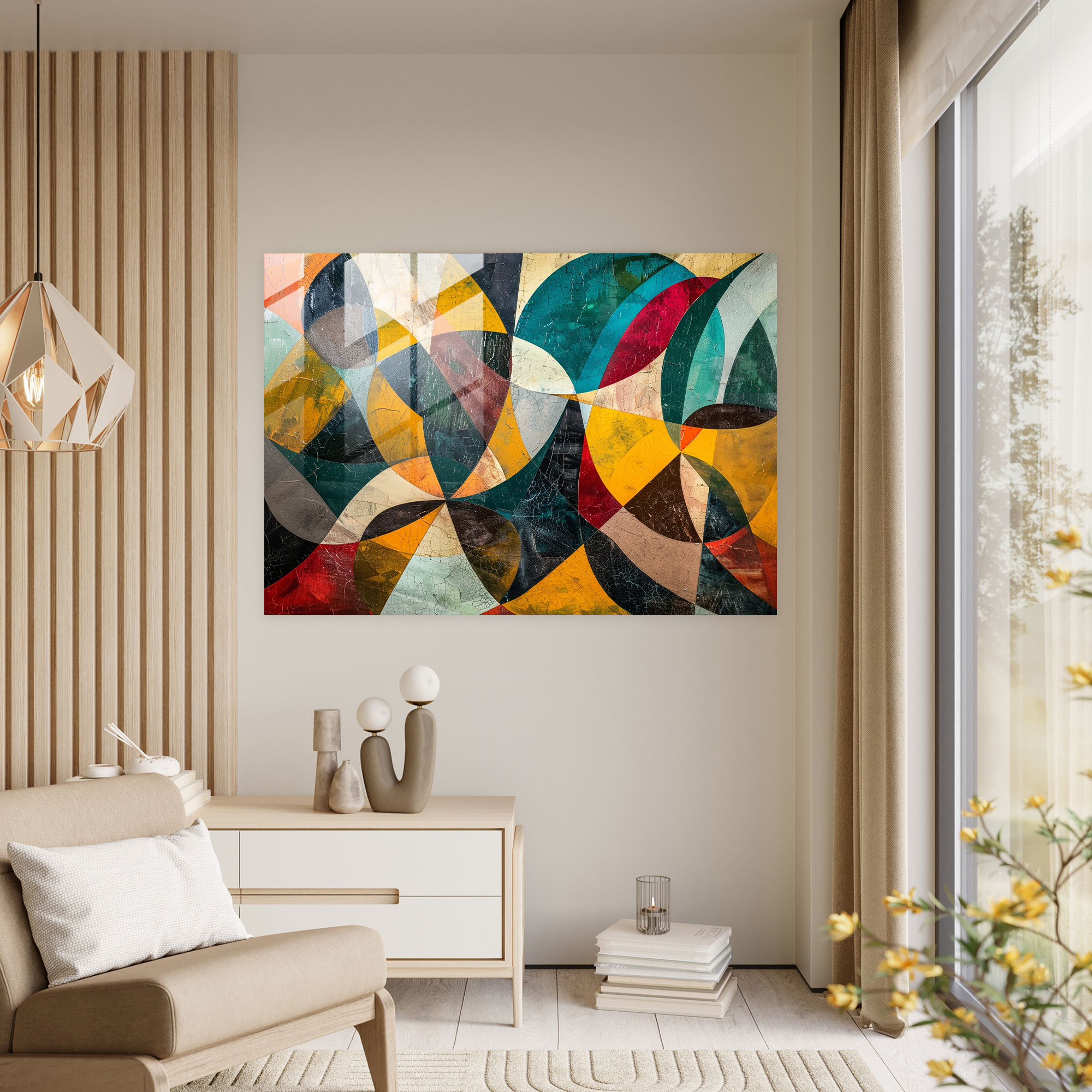 Dynamic Abstract Glass Wall Art - Post-Impressionism, Post-Impressionism, Glass Wall Art, Home Decoration