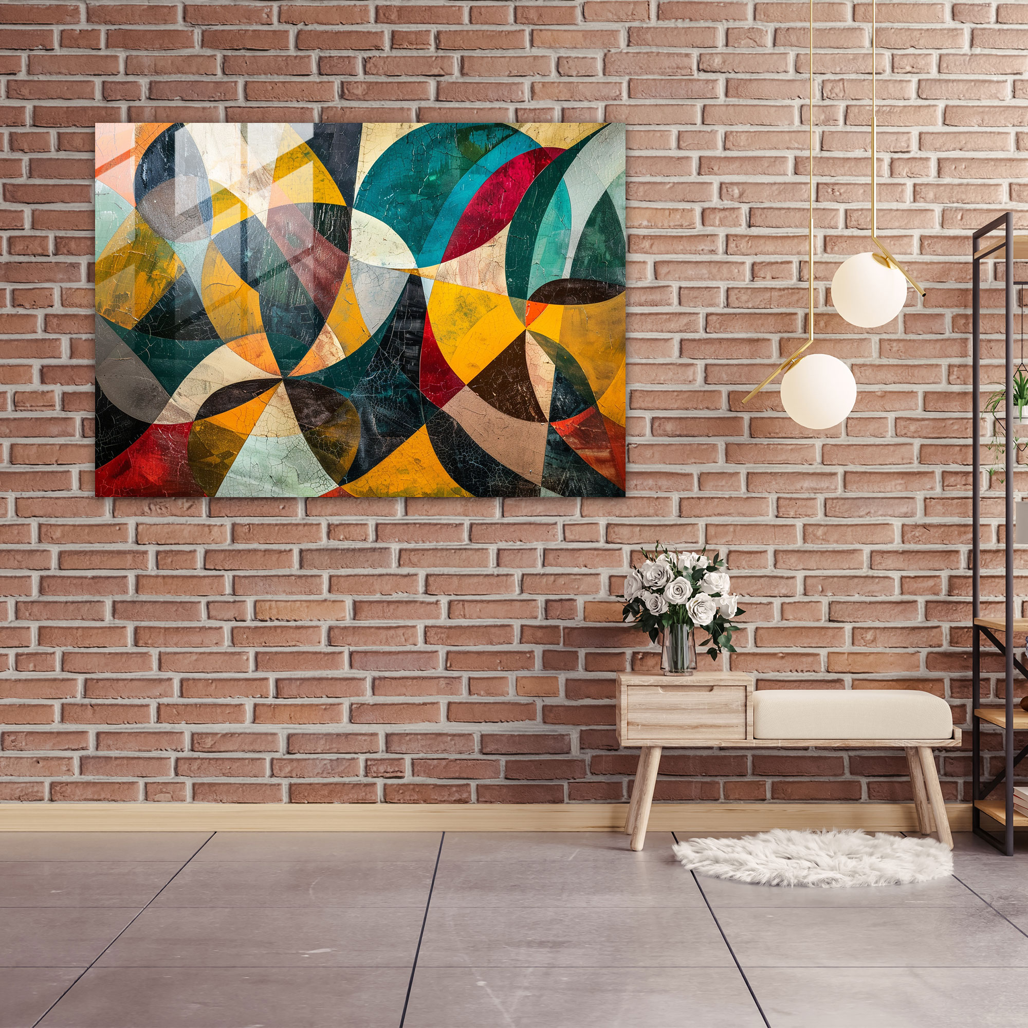 Dynamic Abstract Glass Wall Art - Post-Impressionism, Post-Impressionism, Glass Wall Art, Home Decoration
