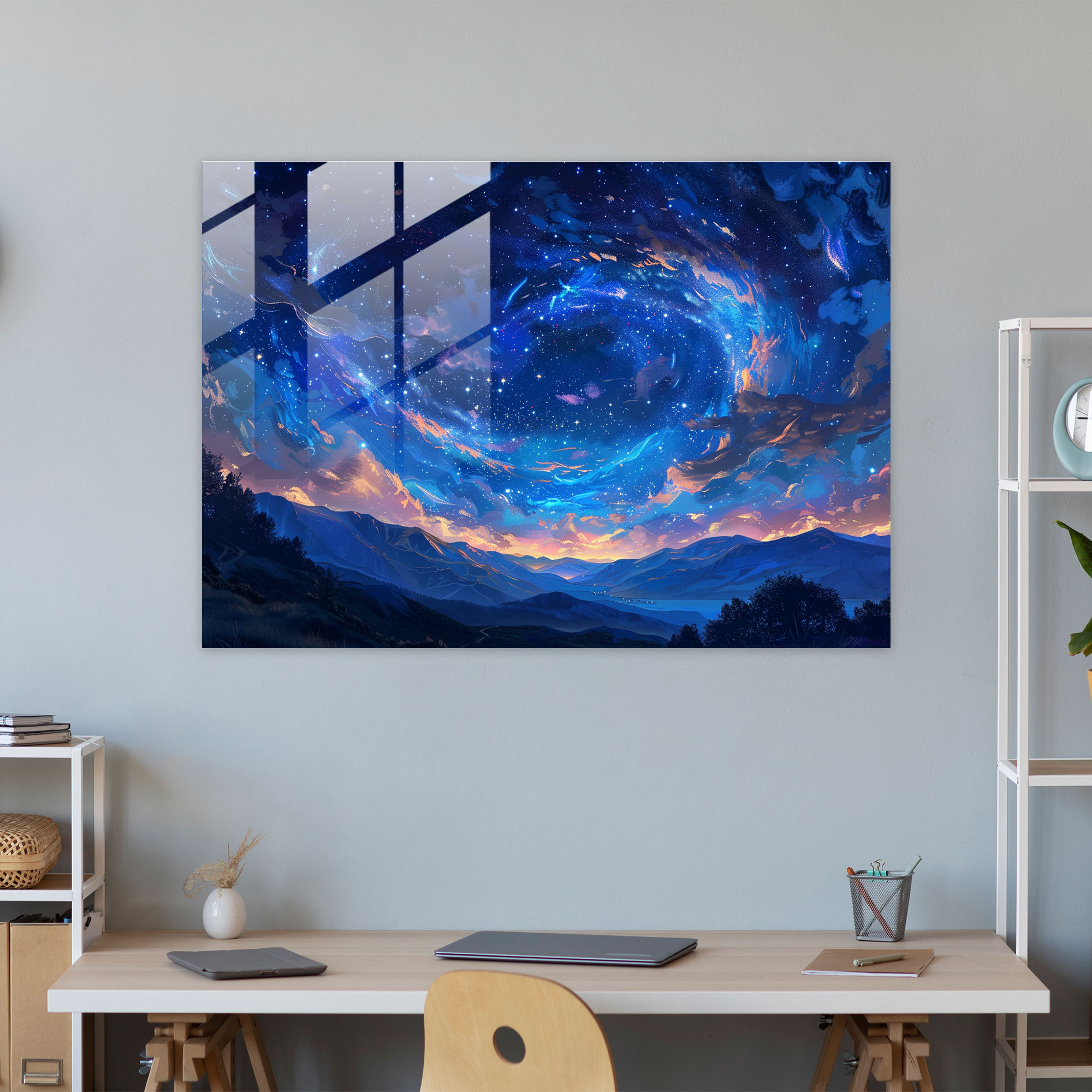 Starry Night Glass Wall Art - Post-Impressionism, Glass Wall Art, Modern Art, Wall Decoration