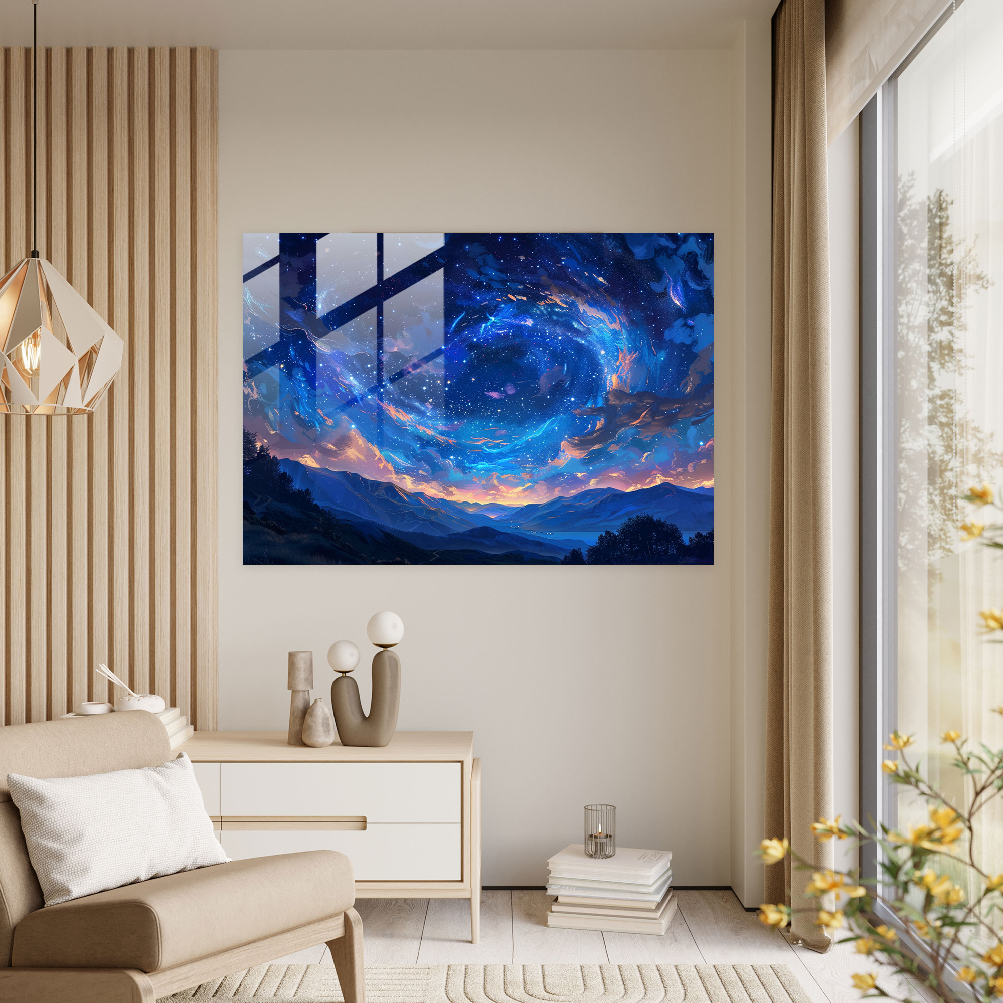 Starry Night Glass Wall Art - Post-Impressionism, Glass Wall Art, Modern Art, Wall Decoration