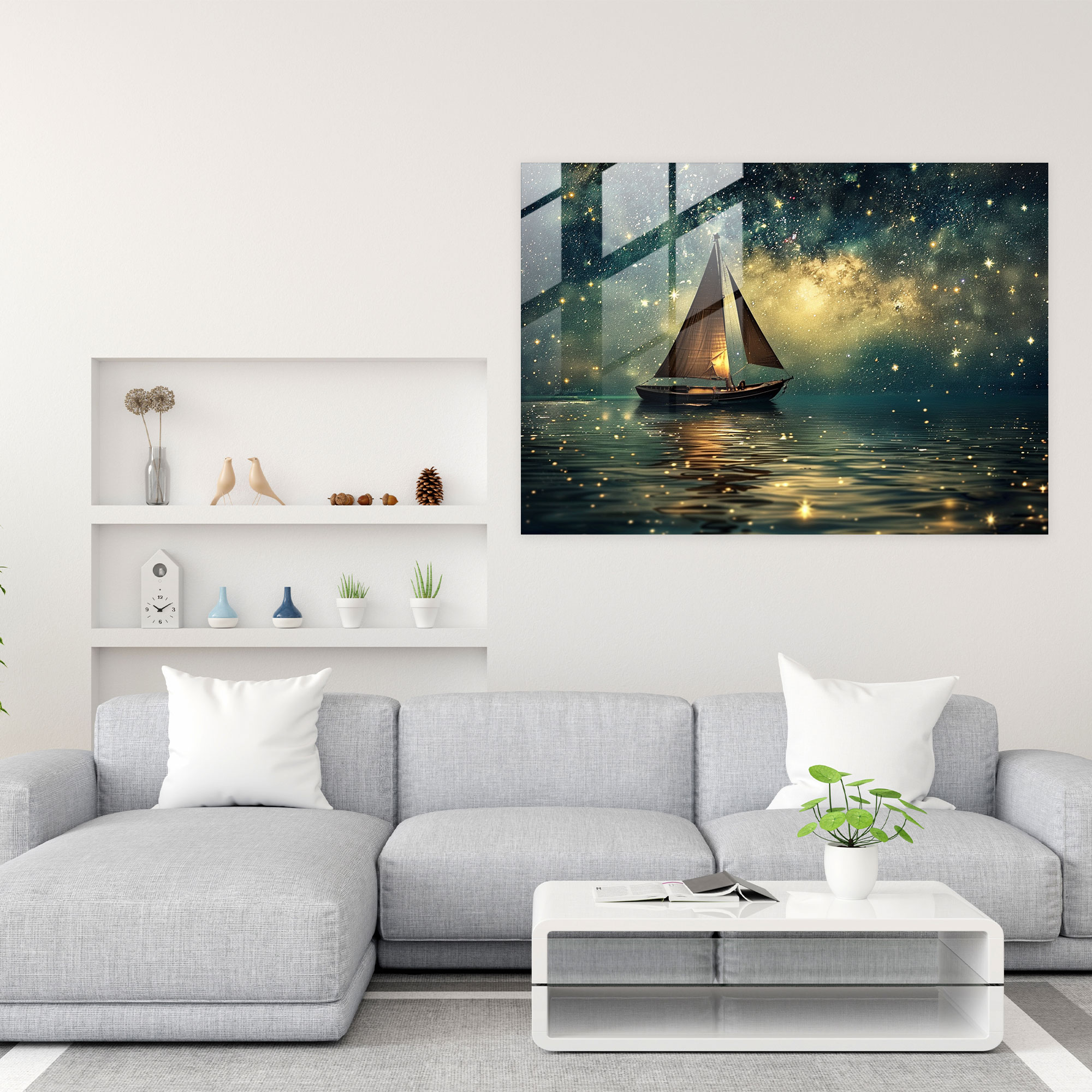 Starlit Sea Glass Wall Art - Post-Impressionism, Post-Impressionism, Home Decoration, Glass Art