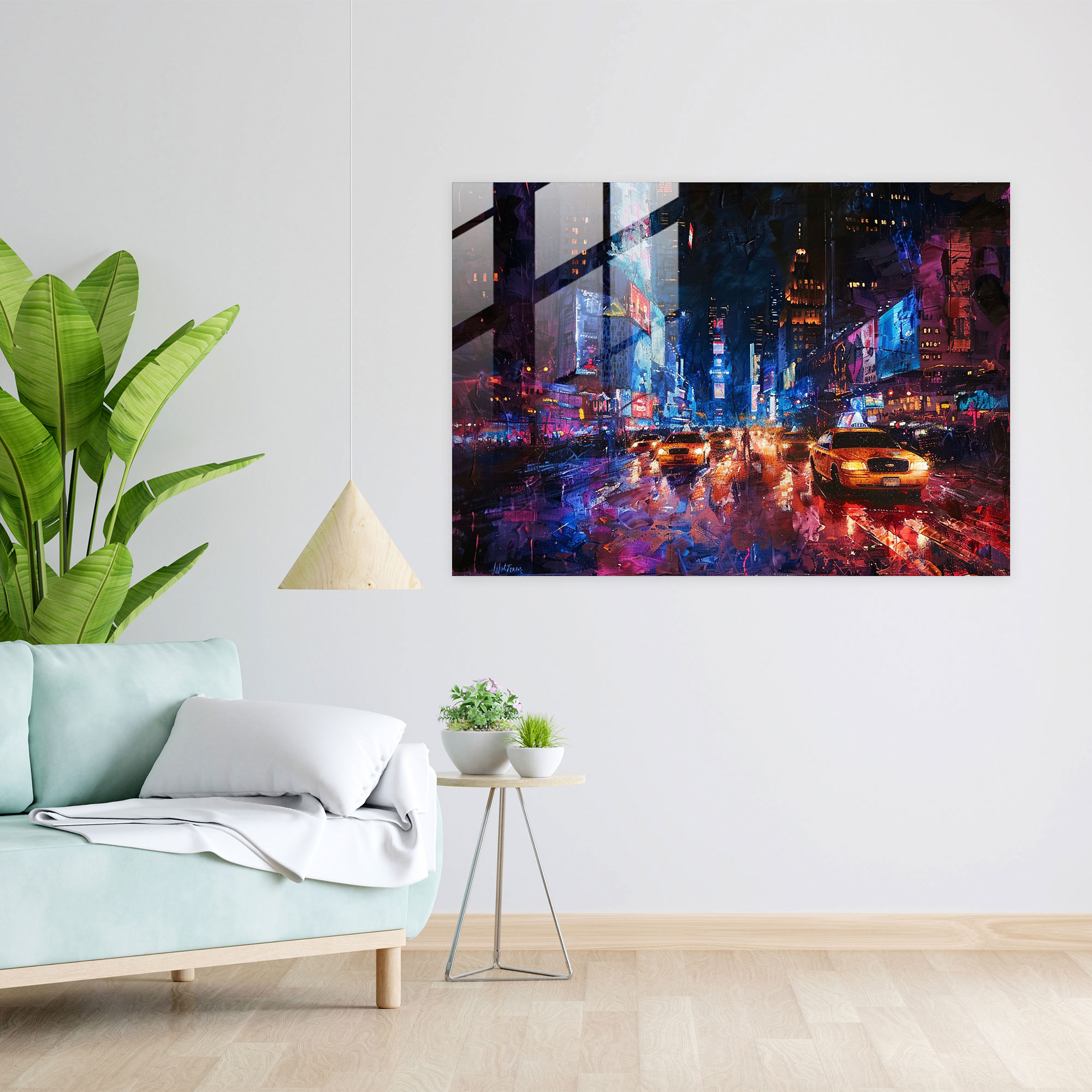 City Lights Glass Wall Art - Post-Impressionism, Glass Art, Post-Impressionism, Glass Wall Art
