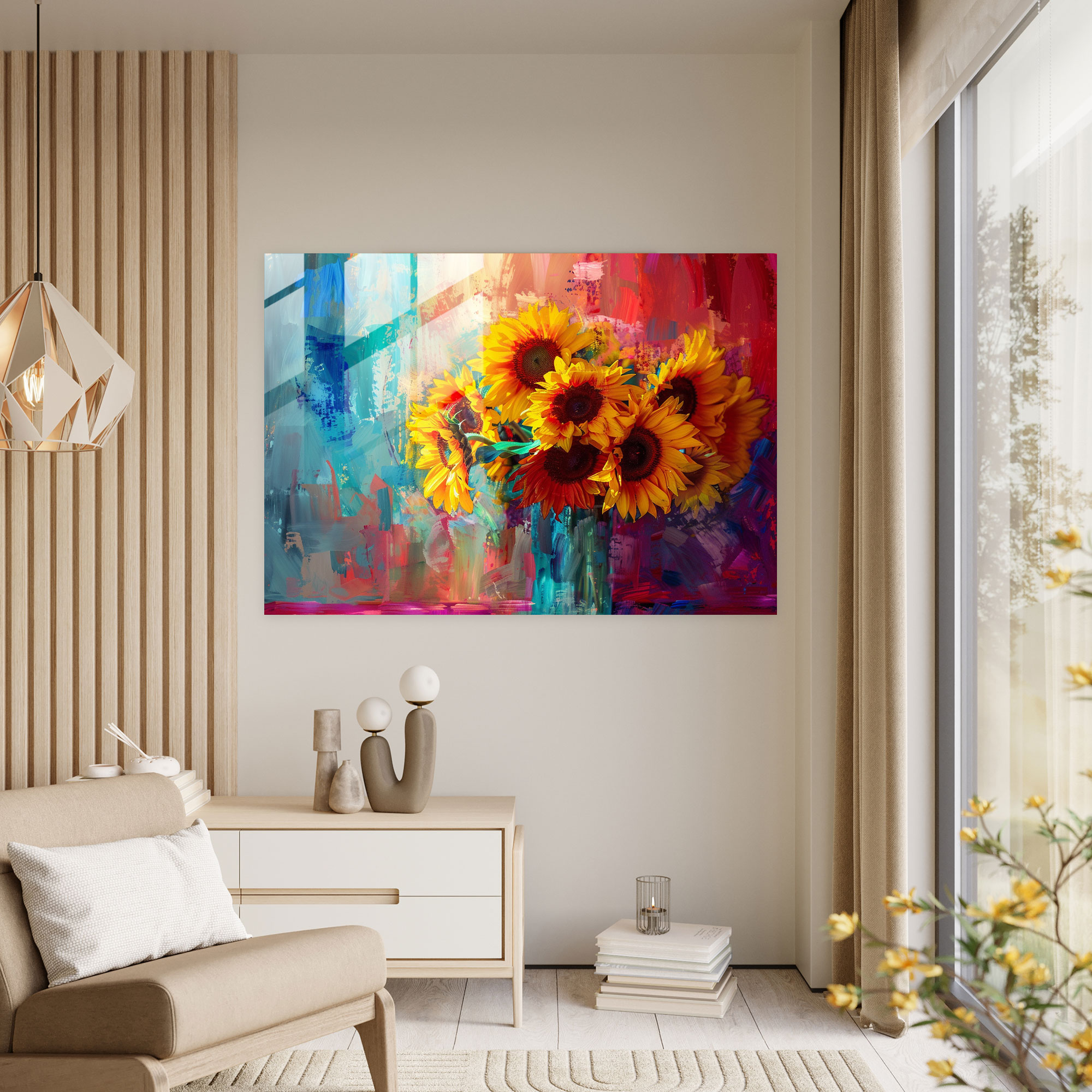 Sunflowers Glass Wall Art - Post-Impressionism, Home Decoration, Glass Art, Wall Decoration