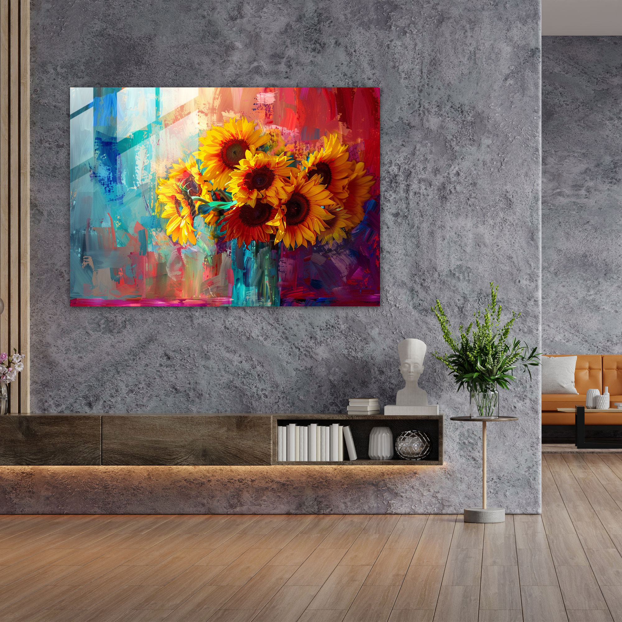 Sunflowers Glass Wall Art - Post-Impressionism, Home Decoration, Glass Art, Wall Decoration