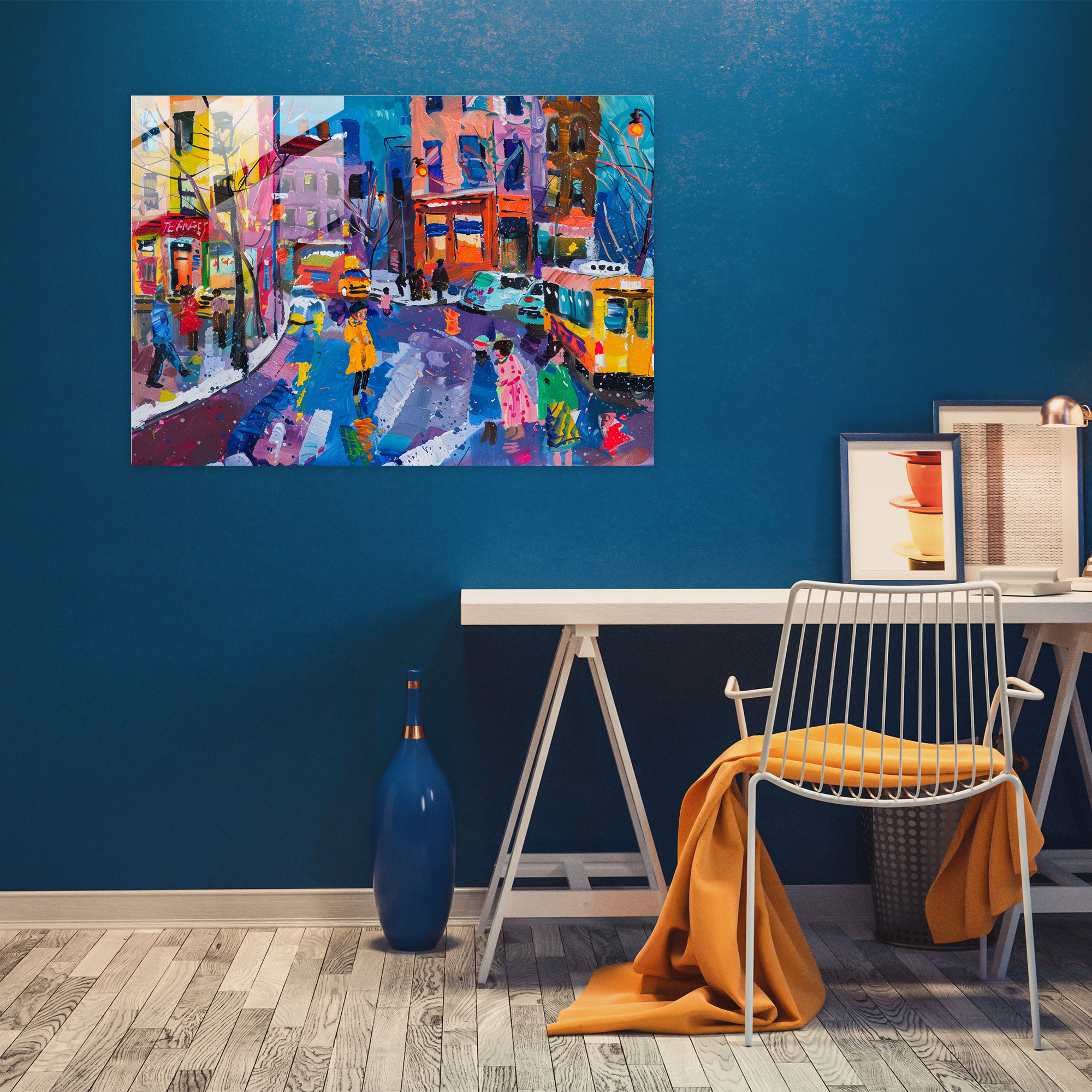 Street Scene Glass Print - Post-Impressionism, Post-Impressionism, Wall Decoration, Glass Wall Art