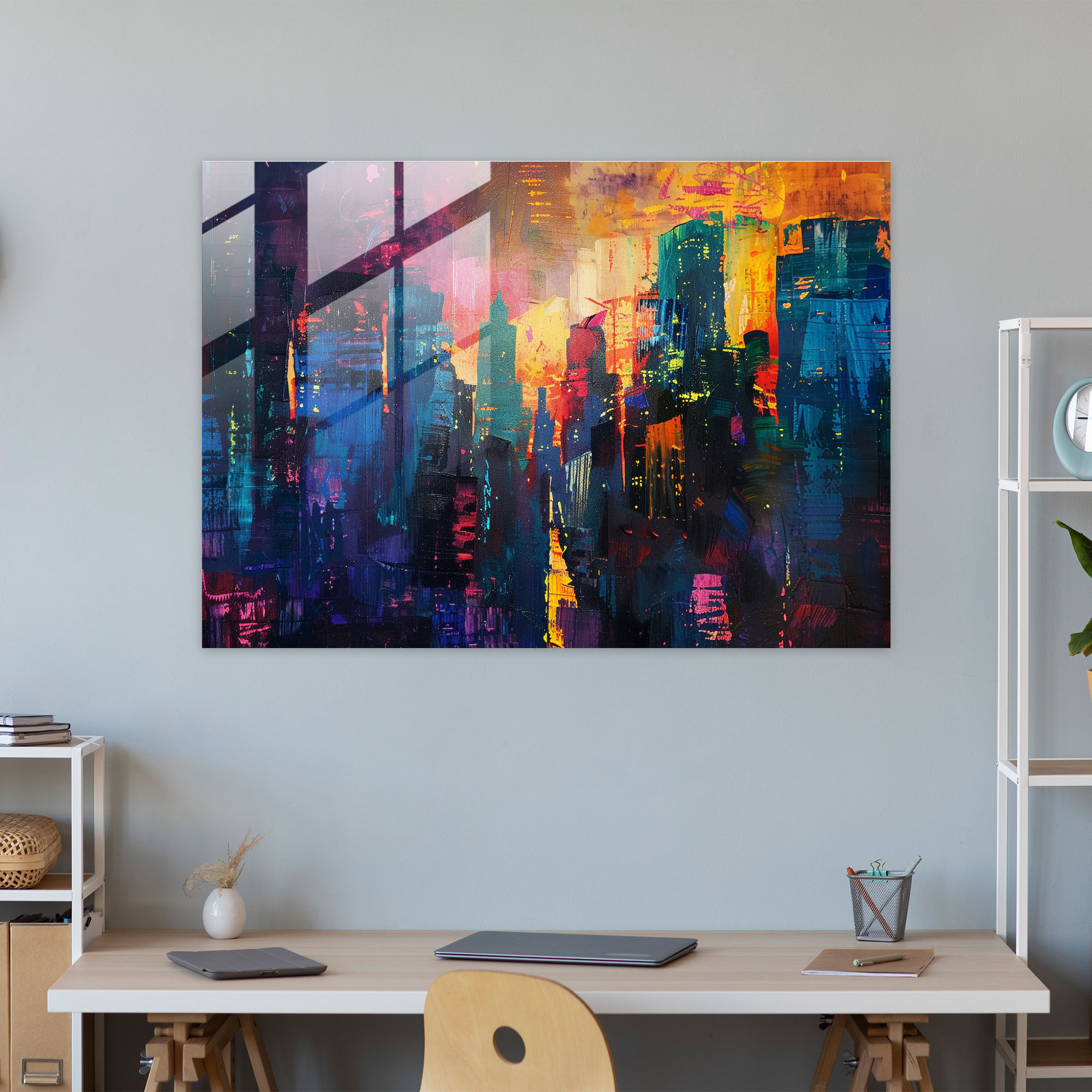 Cityscape Glass Wall Art - Post-Impressionism, Glass Print, Home Decoration, Post-Impressionism