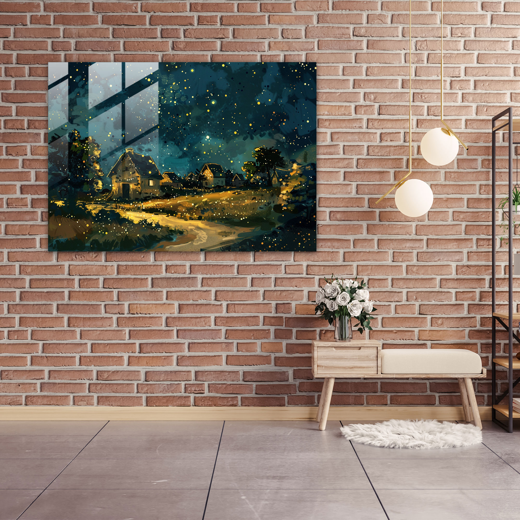 Starry Night Glass Wall Art - Post-Impressionism, Post-Impressionism, Glass Art, Home Decoration