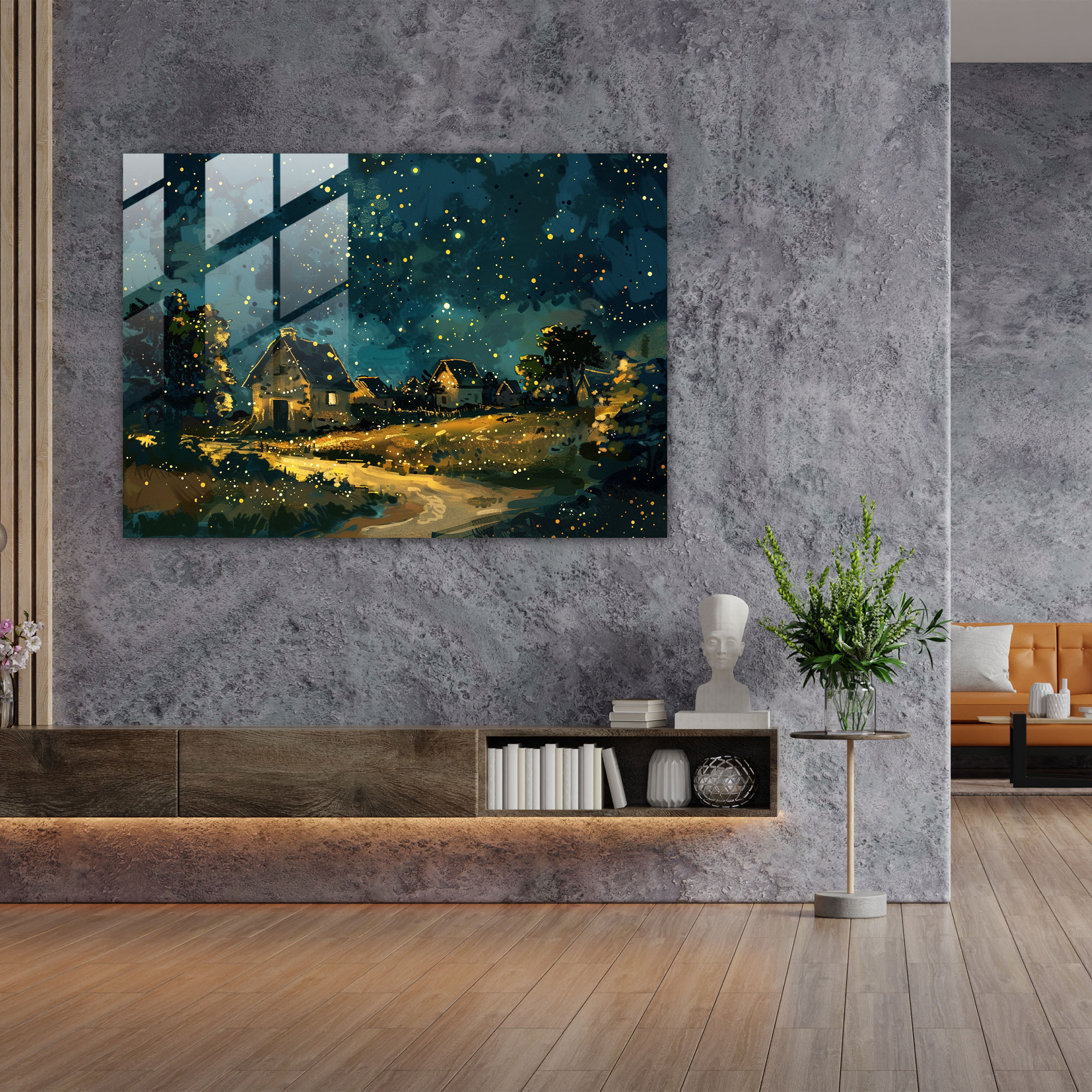 Starry Night Glass Wall Art - Post-Impressionism, Post-Impressionism, Glass Art, Home Decoration