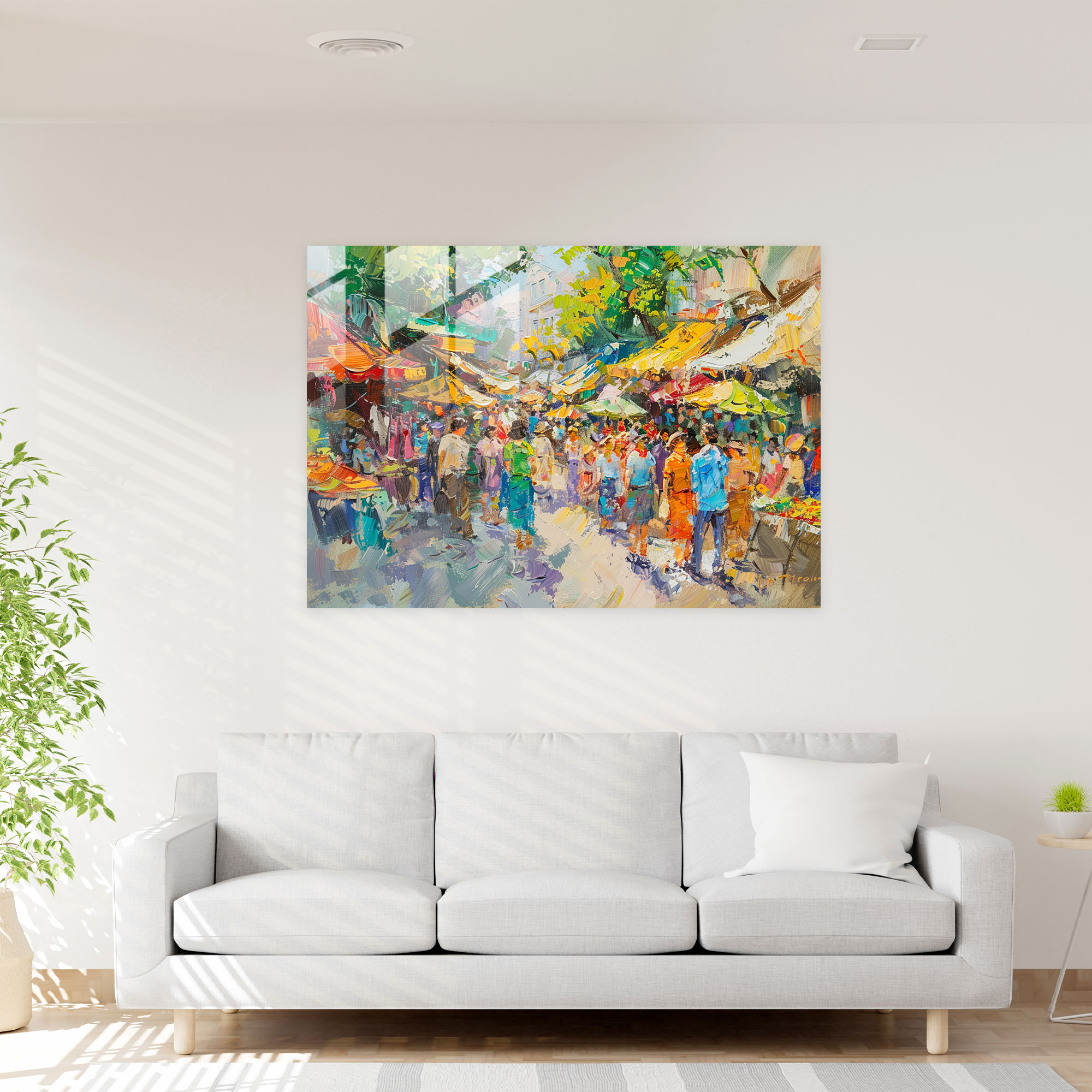 Market Scene Glass Wall Art - Post-Impressionism, Post-Impressionism, Glass Wall Art, Glass Art