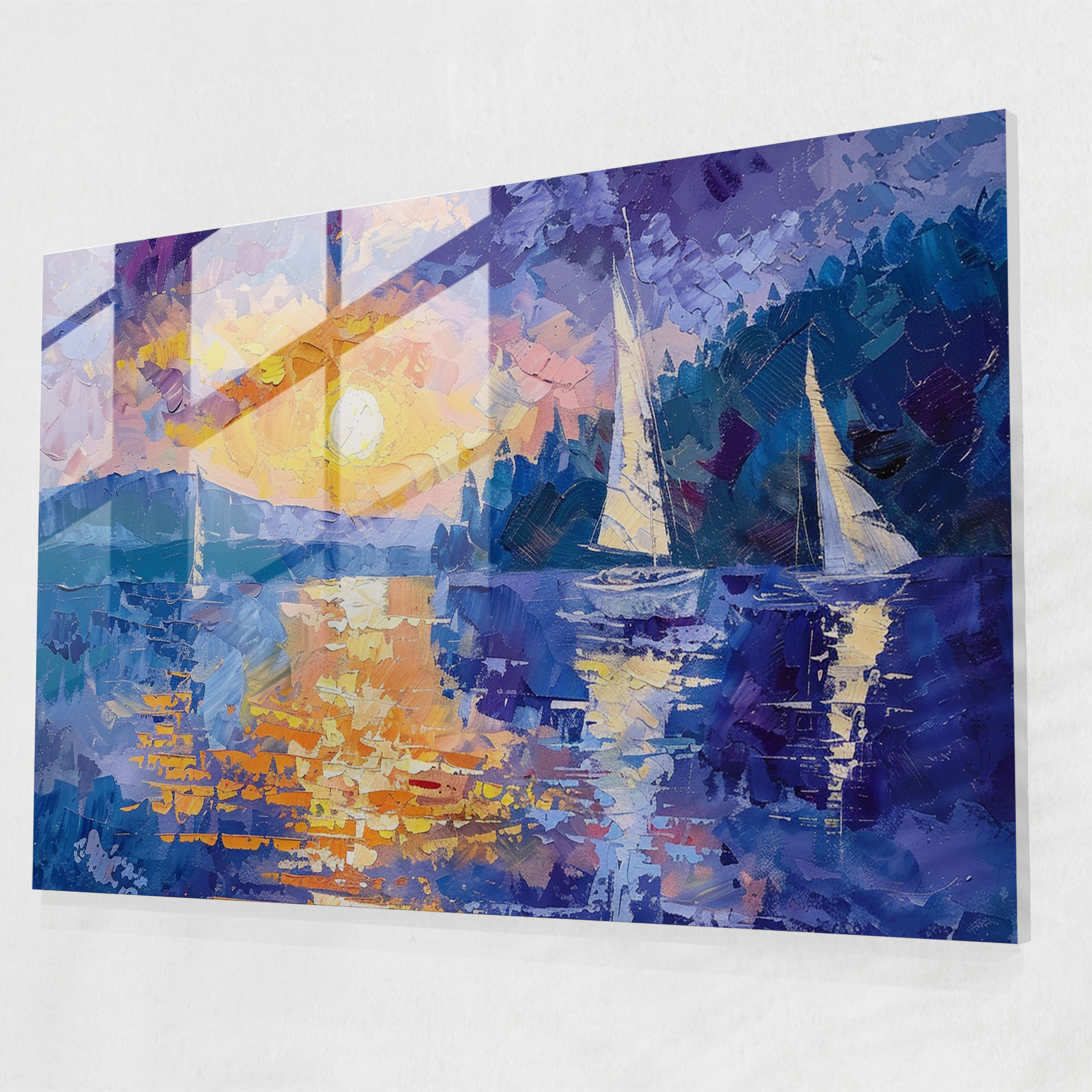 Sailboats Glass Print - Post-Impressionism, Post-Impressionism, Wall Decoration, Glass Wall Art