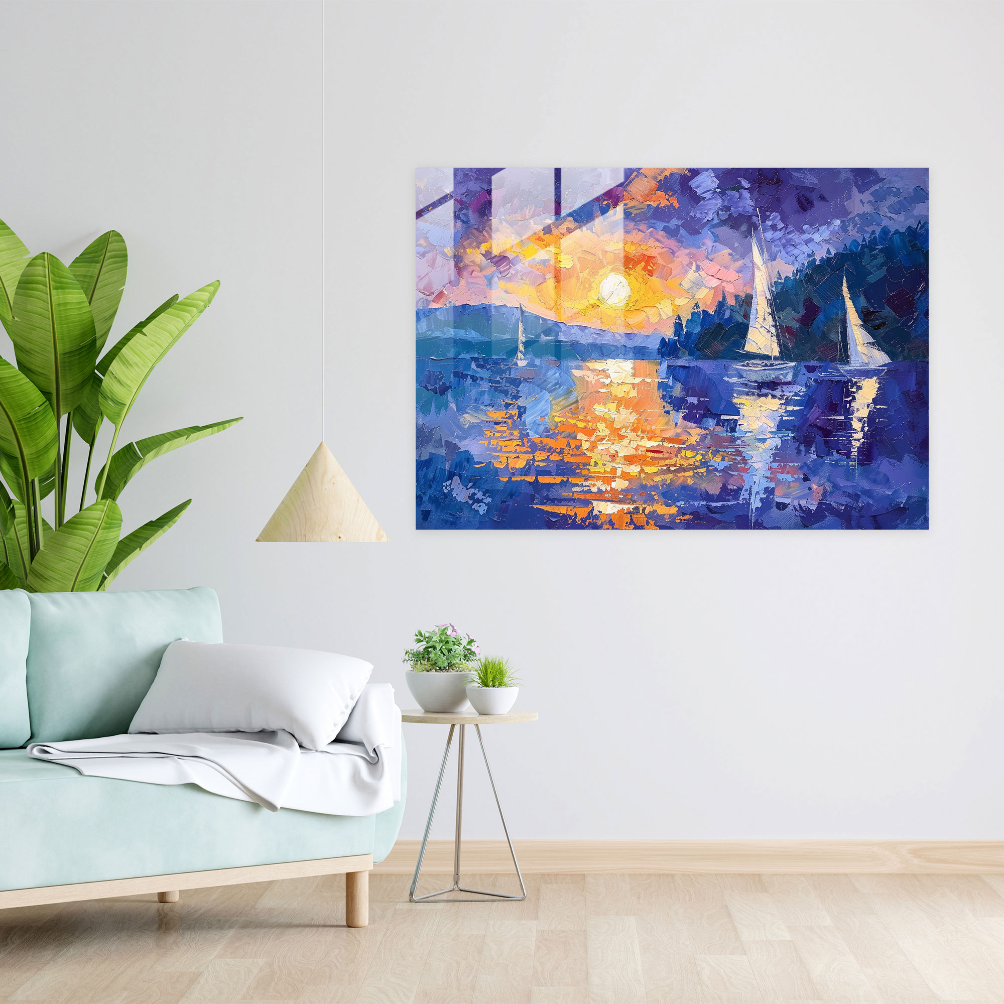 Sailboats Glass Print - Post-Impressionism, Post-Impressionism, Wall Decoration, Glass Wall Art