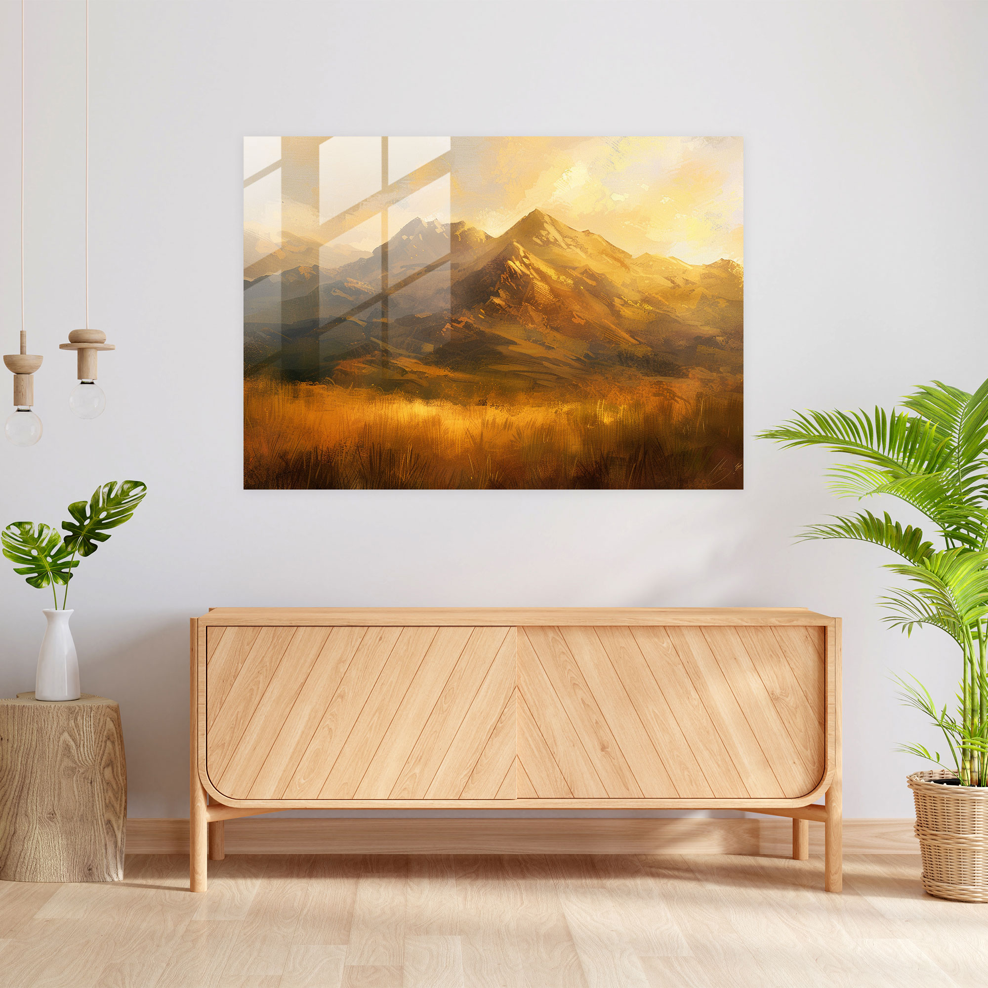 Mountain Landscape Glass Wall Art - Post-Impressionism, Glass Art, Wall Decoration, Home Decoration